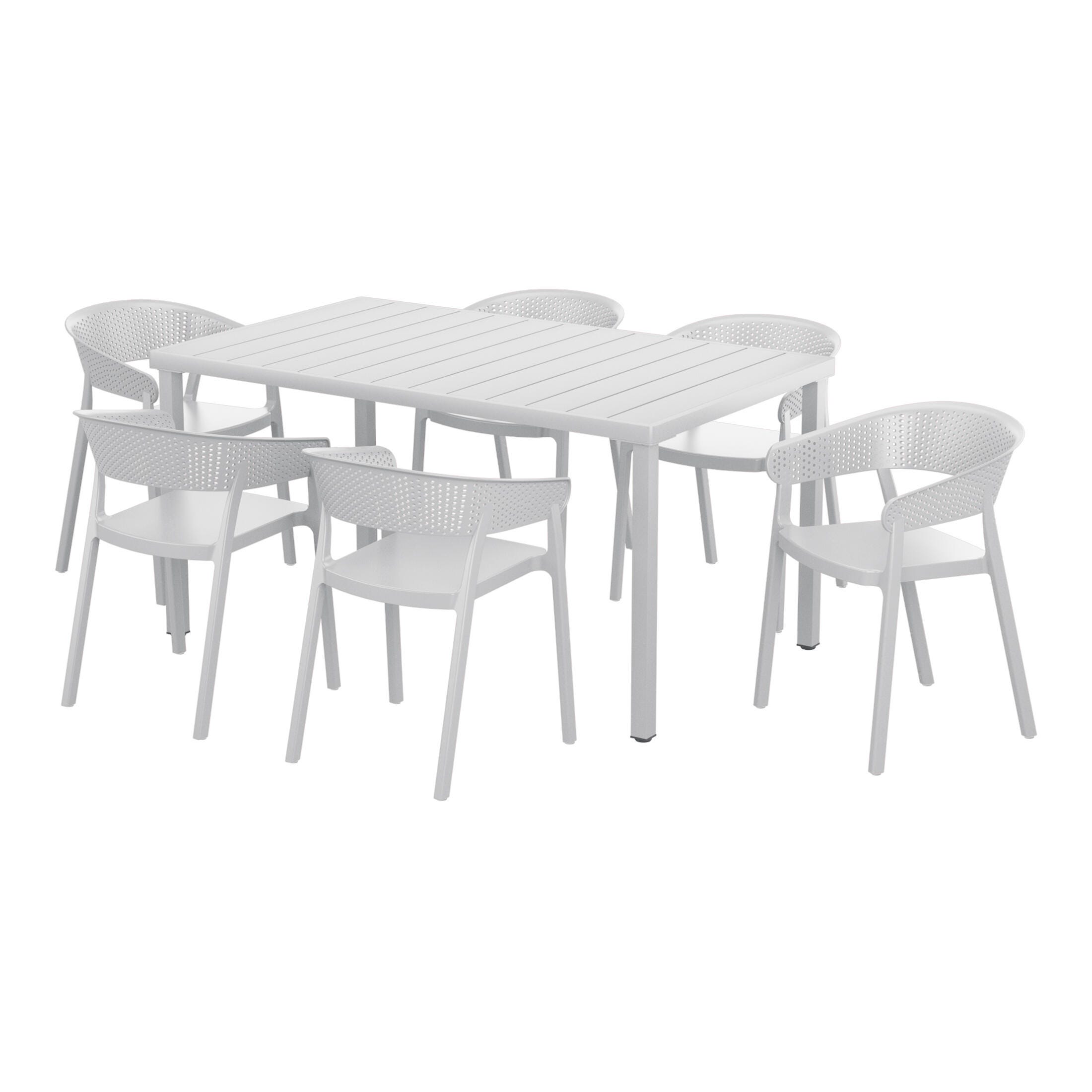 Westin Furniture Cove Outdoor Dining Table and 6 Chairs, Gray, large