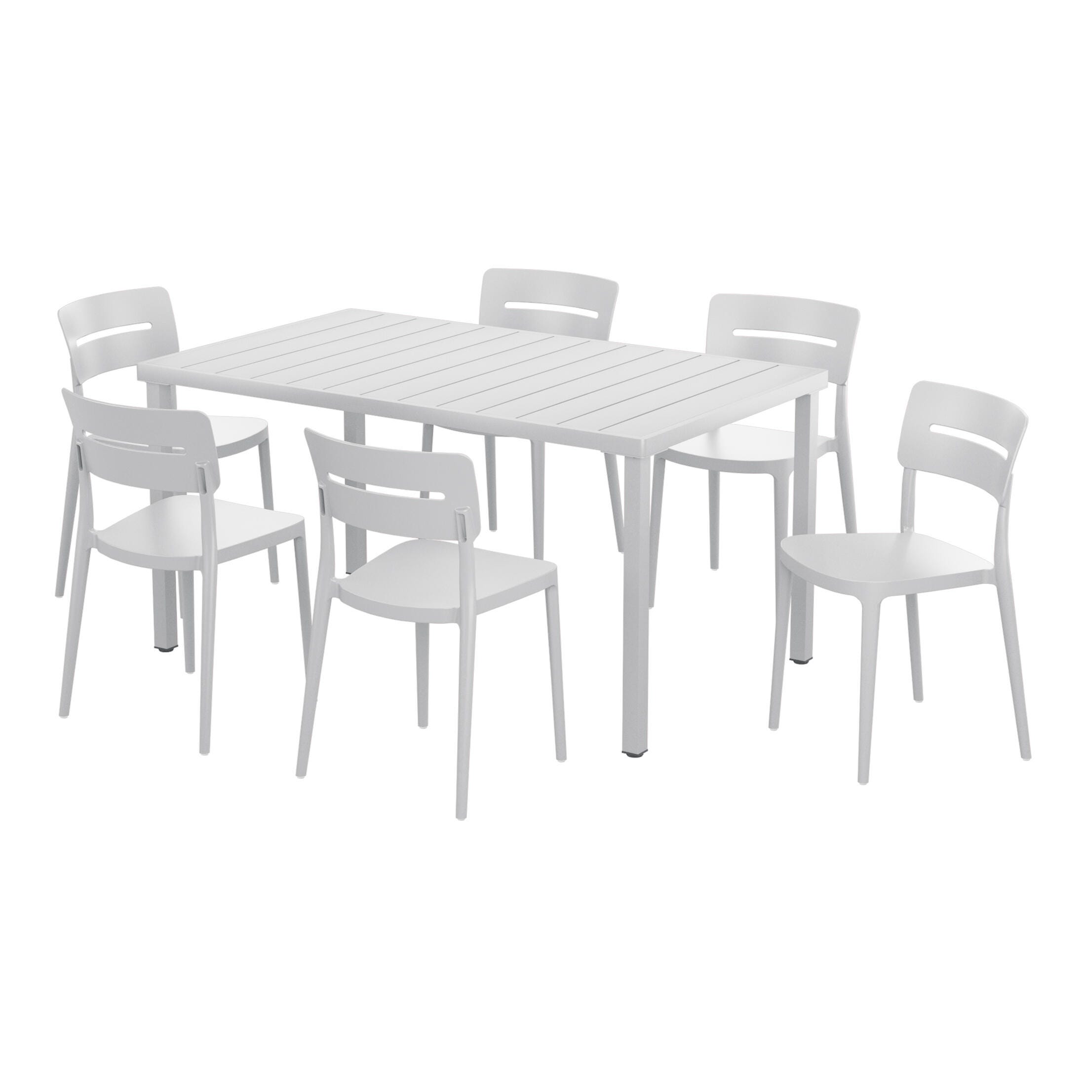 Westin Furniture Meadow Solid Outdoor Dining Table and 6 Chairs, Gray, large