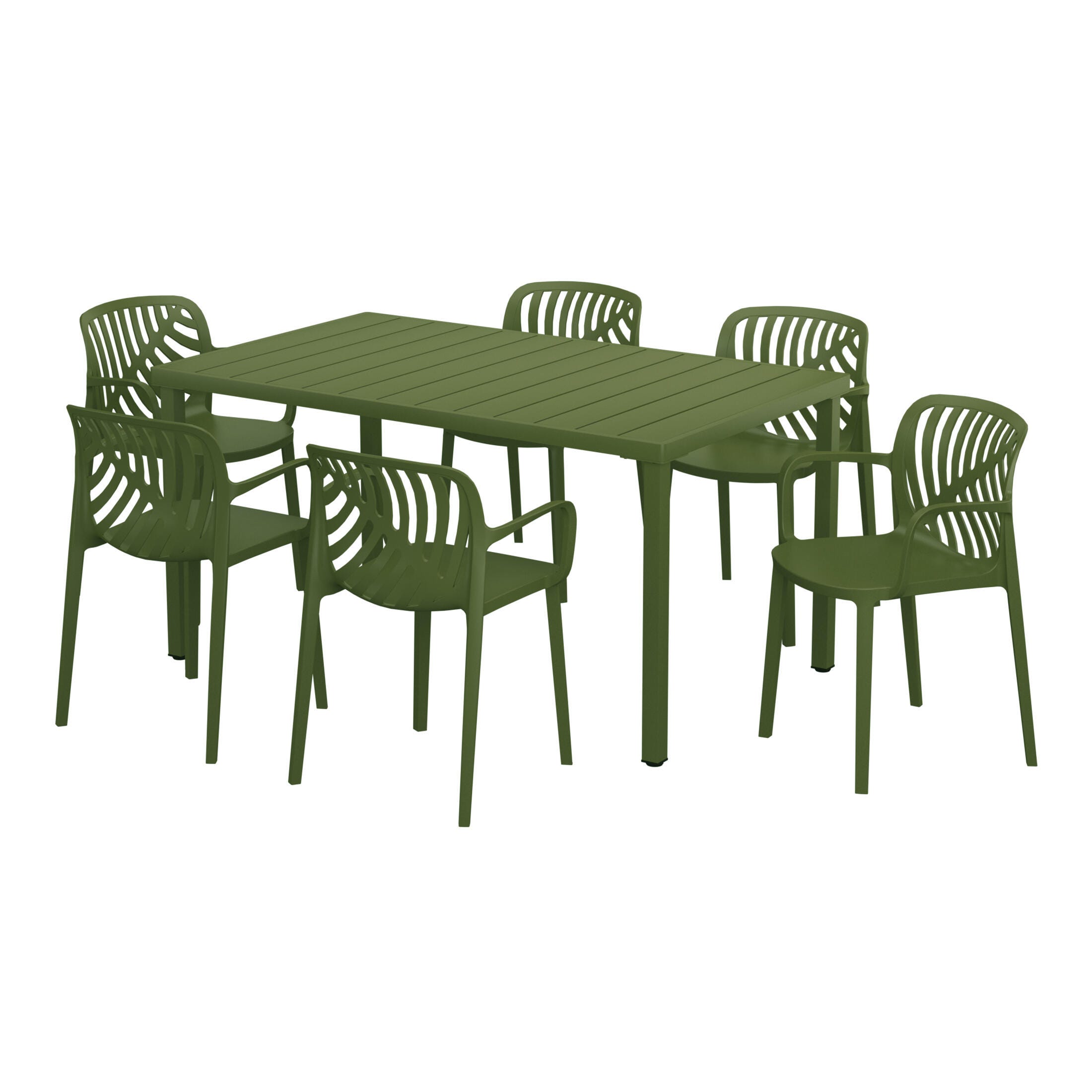 Westin Furniture Haven Solid Outdoor Dining Table and 6 Chairs, Olive Green, large
