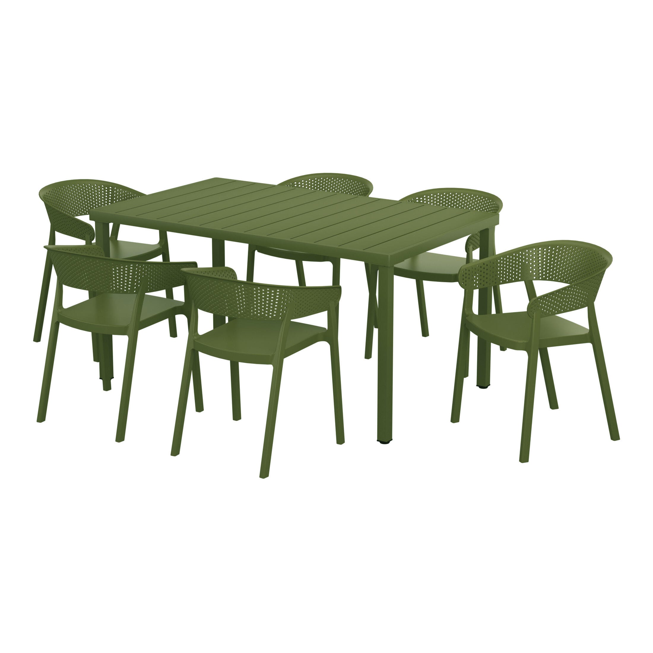 Westin Furniture Cove Outdoor Dining Table and 6 Chairs, Olive Green, large
