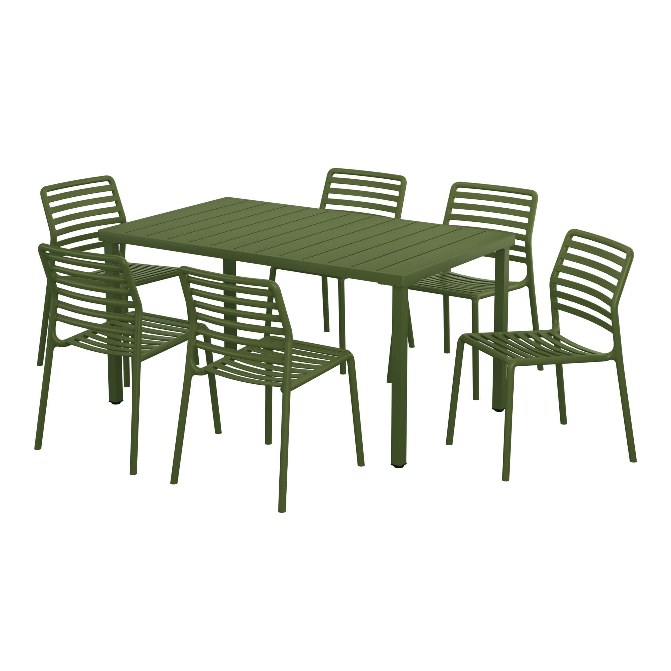 Westin Furniture Juniper Outdoor Dining Table and 6 Chairs, Olive Green, large