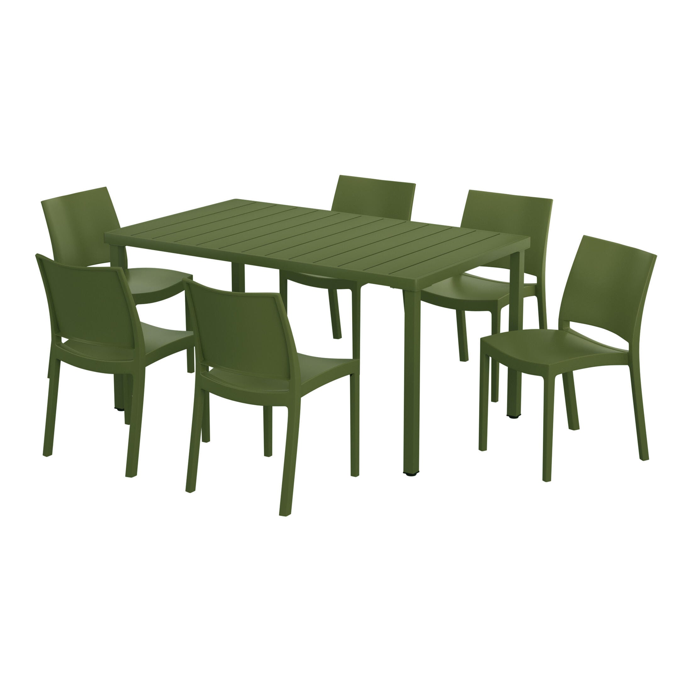 Westin Furniture Marbella Outdoor Dining Table and 6 Chairs, Olive Green, large