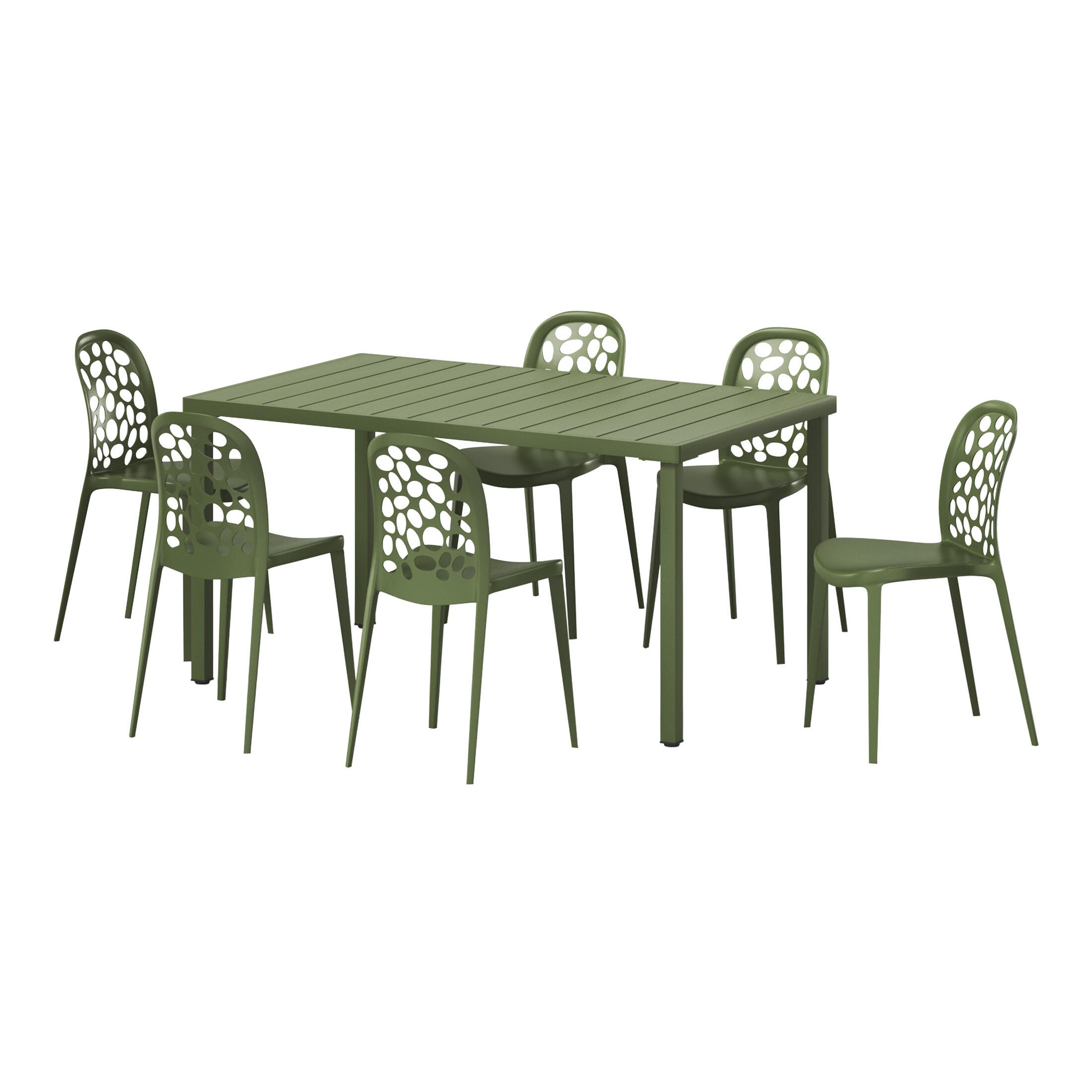 Westin Furniture Vivienne Outdoor Dining Table and 6 Chairs, Olive Green, large