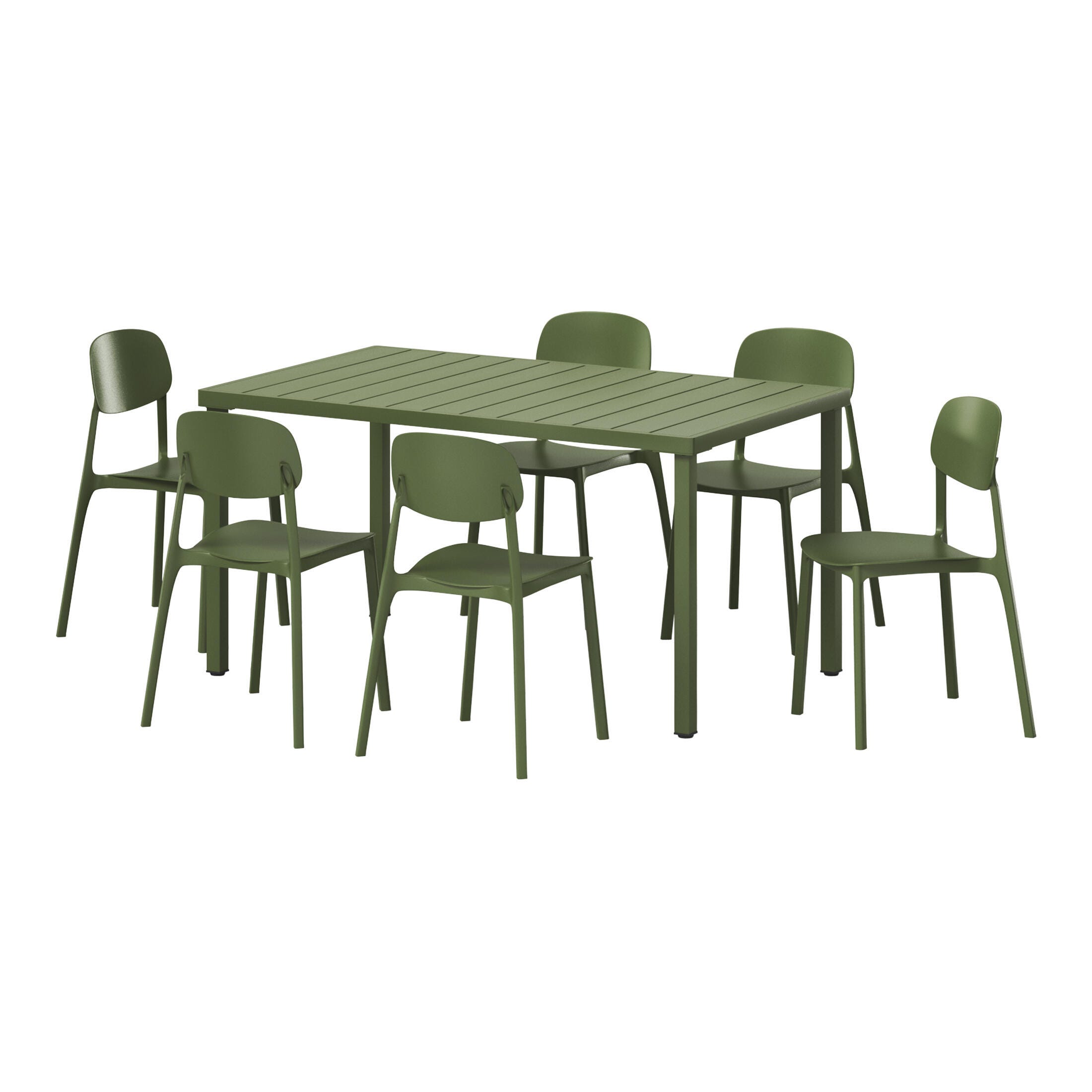 Westin Furniture Sterling Outdoor Dining Table and 6 Chairs, Olive Green, large