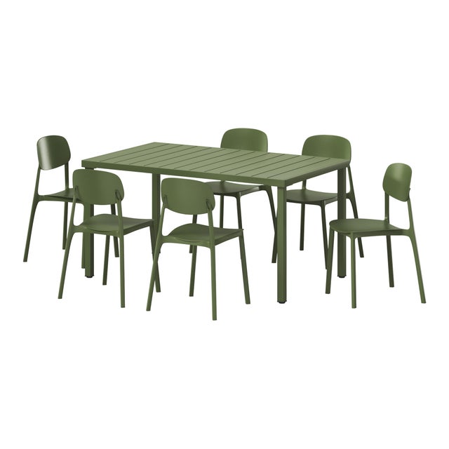 Westin Furniture Sterling Outdoor Dining Table and 6 Chairs, Olive Green