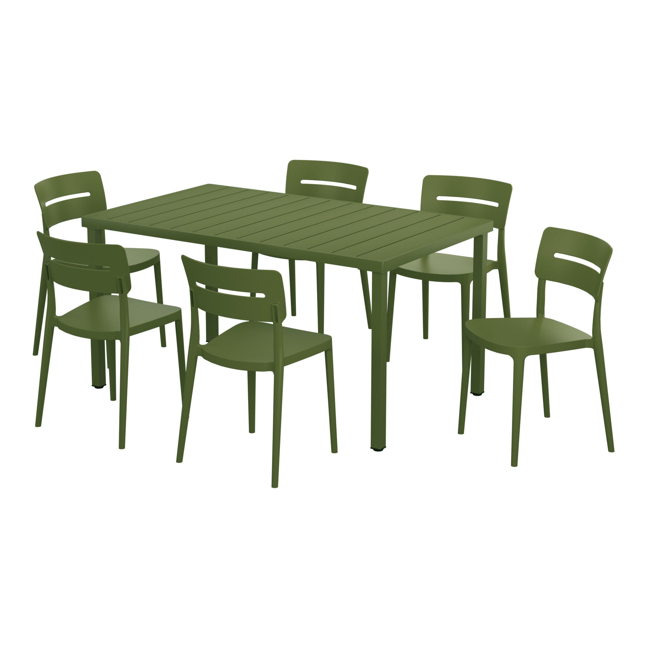 Westin Furniture Meadow Solid Outdoor Dining Table and 6 Chairs, Olive Green, large