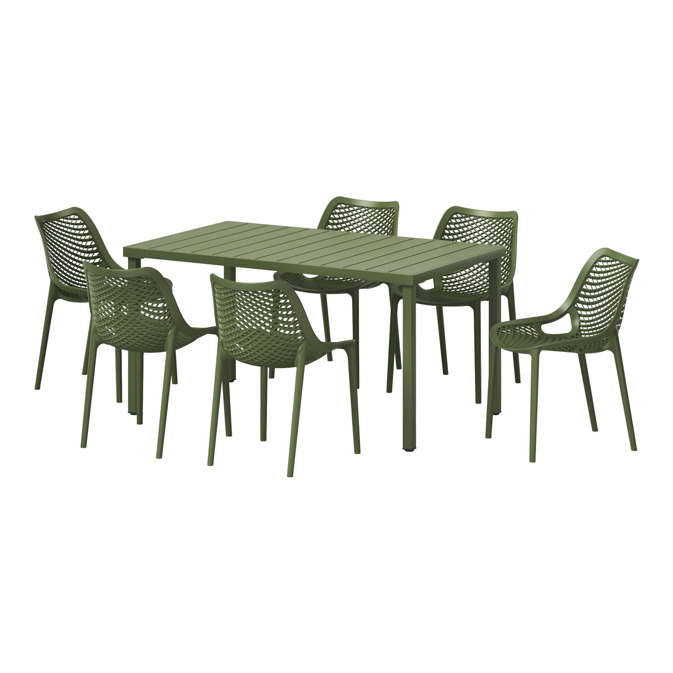 Westin Furniture Rhode Outdoor Dining Table and 6 Chairs, Olive Green, large