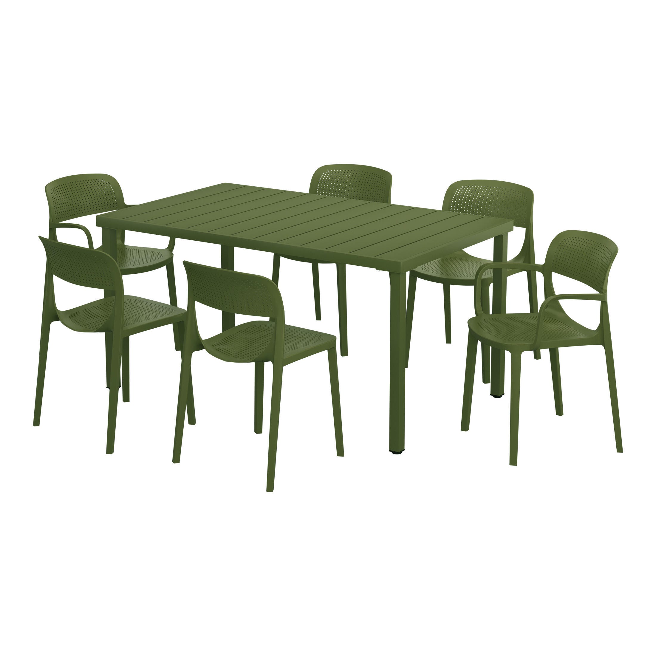 Westin Furniture Valencia Outdoor Dining Table and 6 Chairs, Olive Green, large