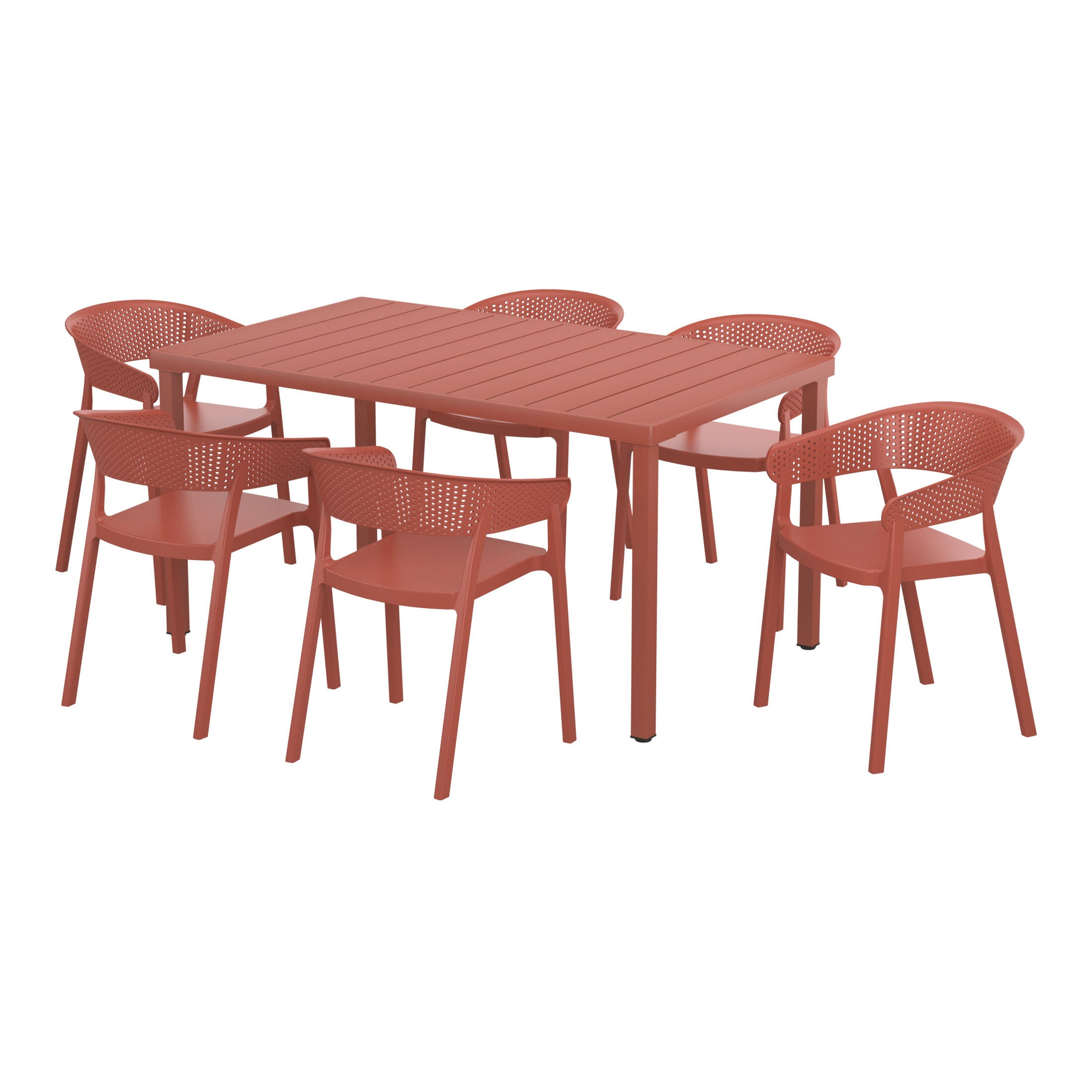 Westin Furniture Cove Outdoor Dining Table and 6 Chairs, Red, large