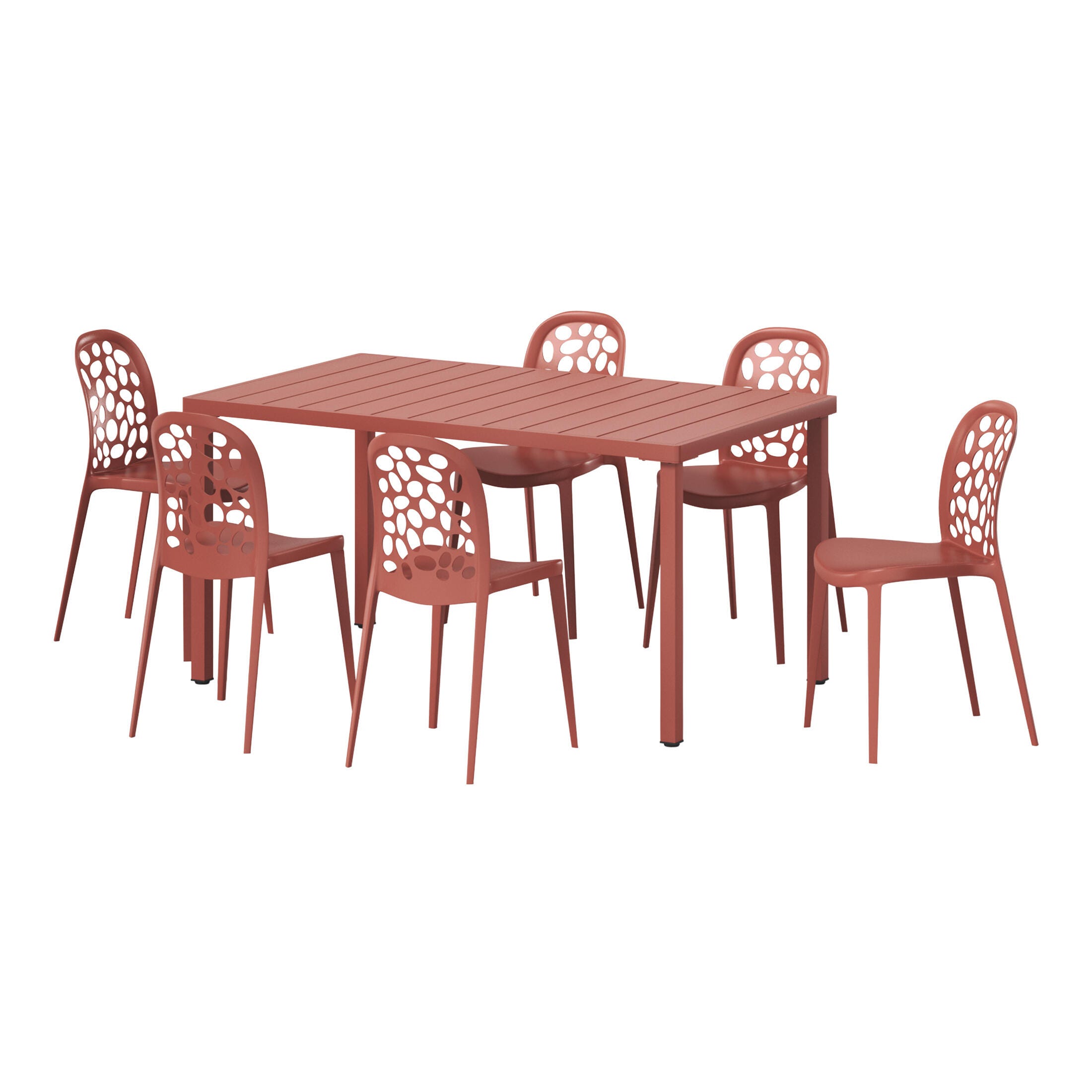 Westin Furniture Vivienne Outdoor Dining Table and 6 Chairs, Red, large