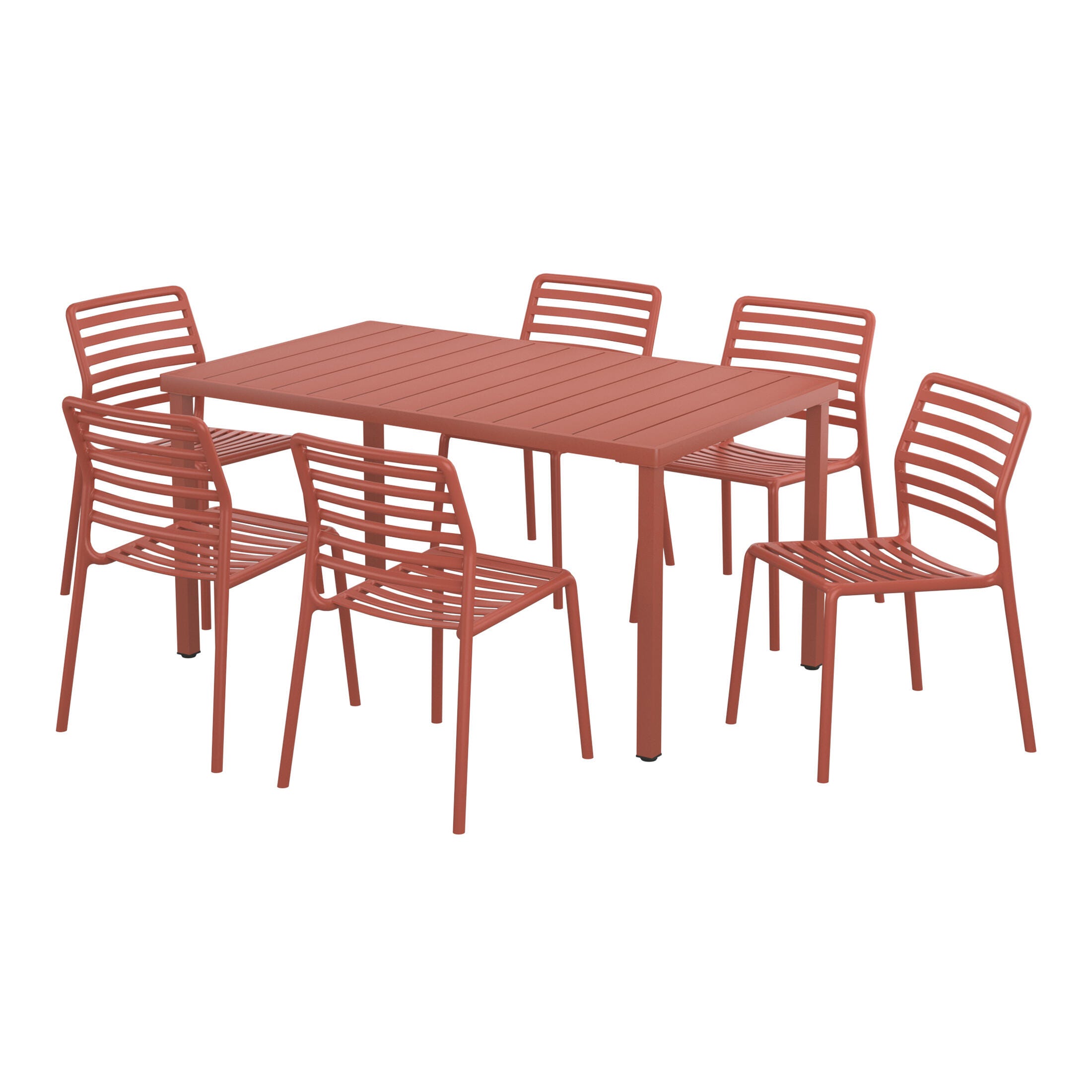Westin Furniture Juniper Outdoor Dining Table and 6 Chairs, Red, large