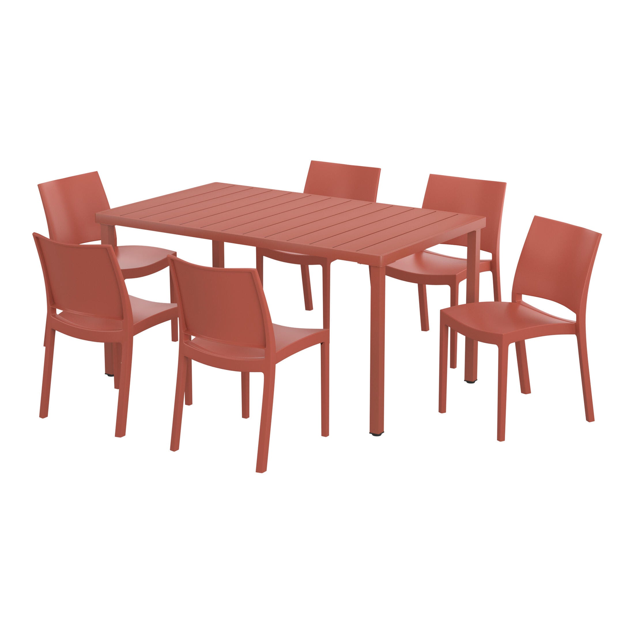 Westin Furniture Marbella Outdoor Dining Table and 6 Chairs, Red, large