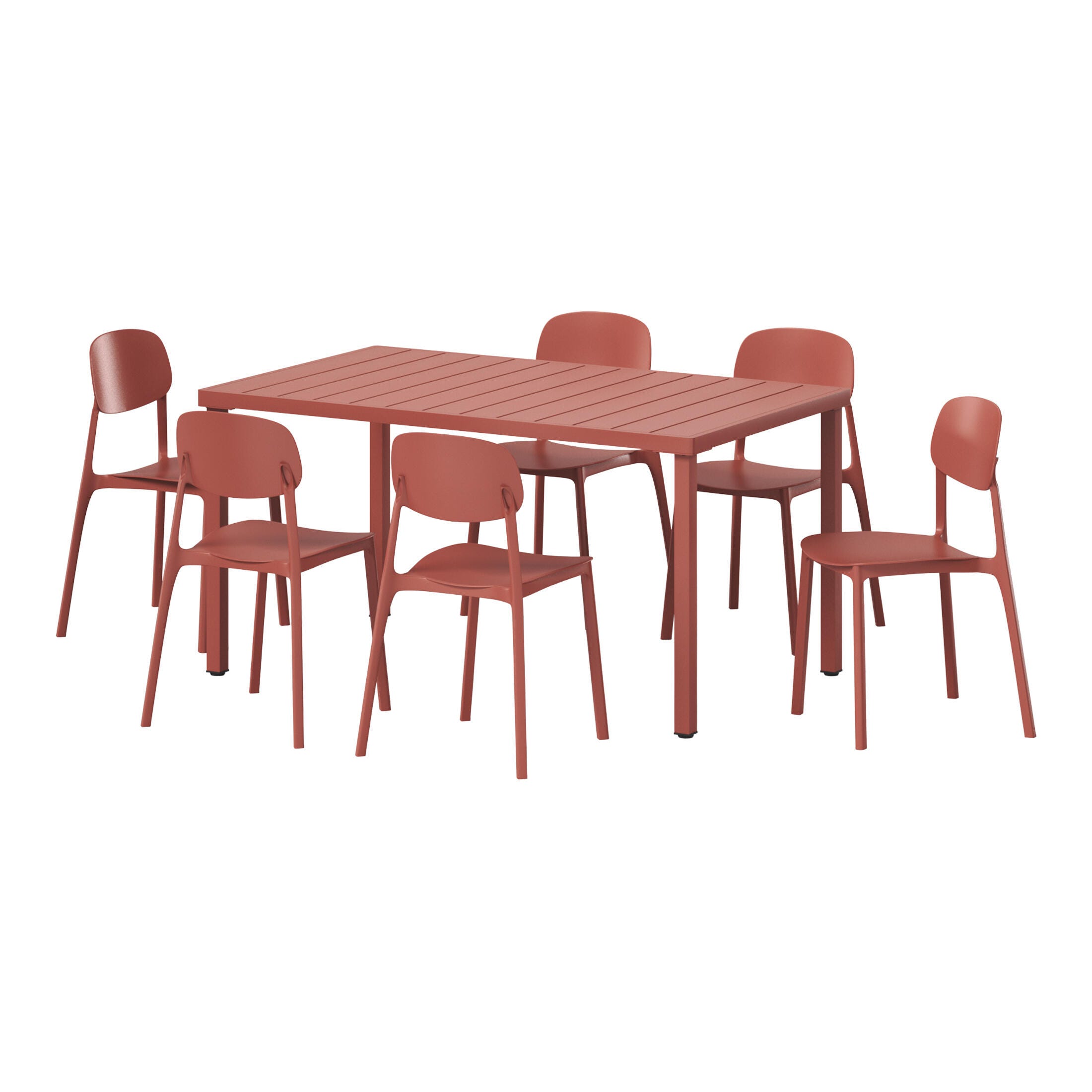 Westin Furniture Sterling Outdoor Dining Table and 6 Chairs, Red, large