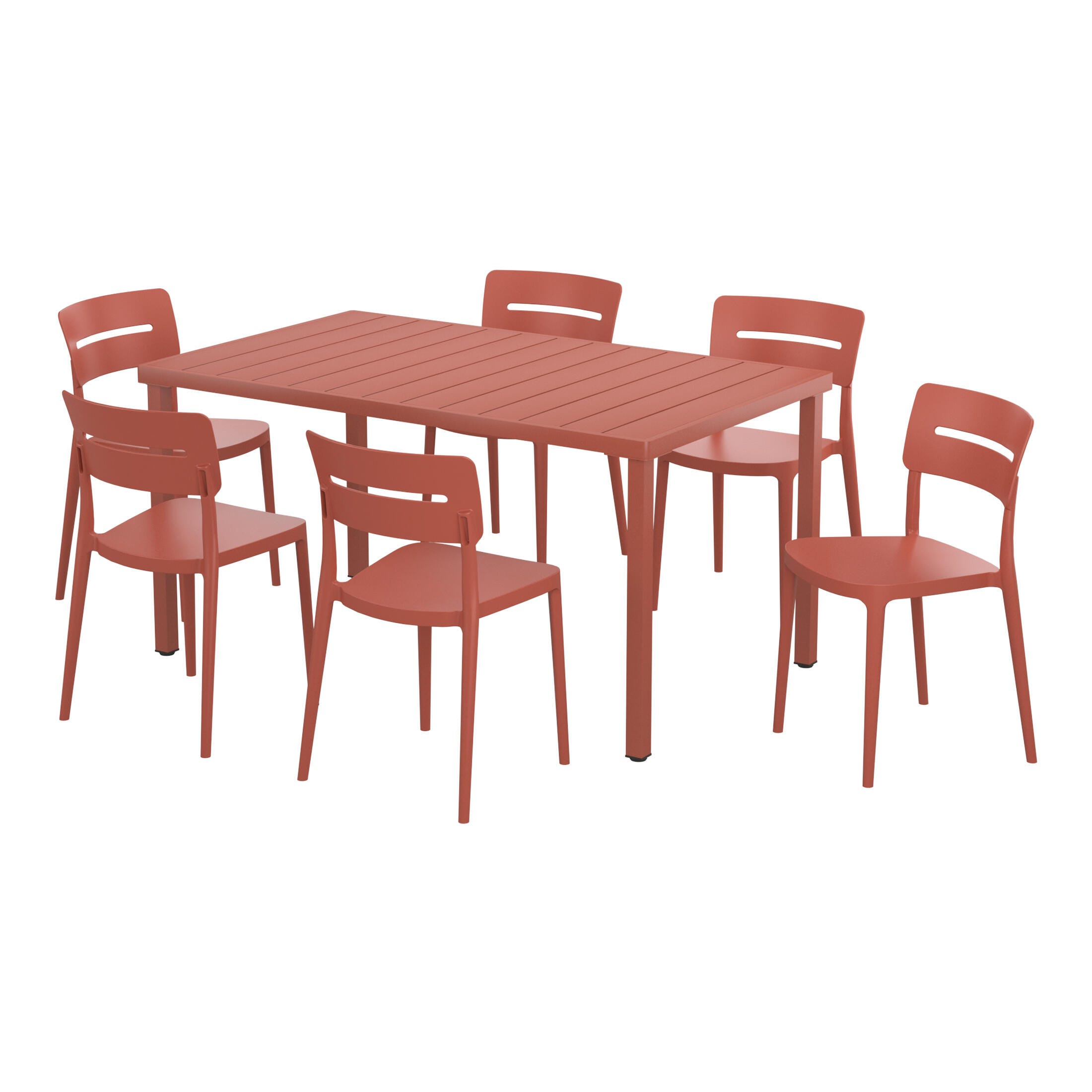 Westin Furniture Meadow Solid Outdoor Dining Table and 6 Chairs, Red, large
