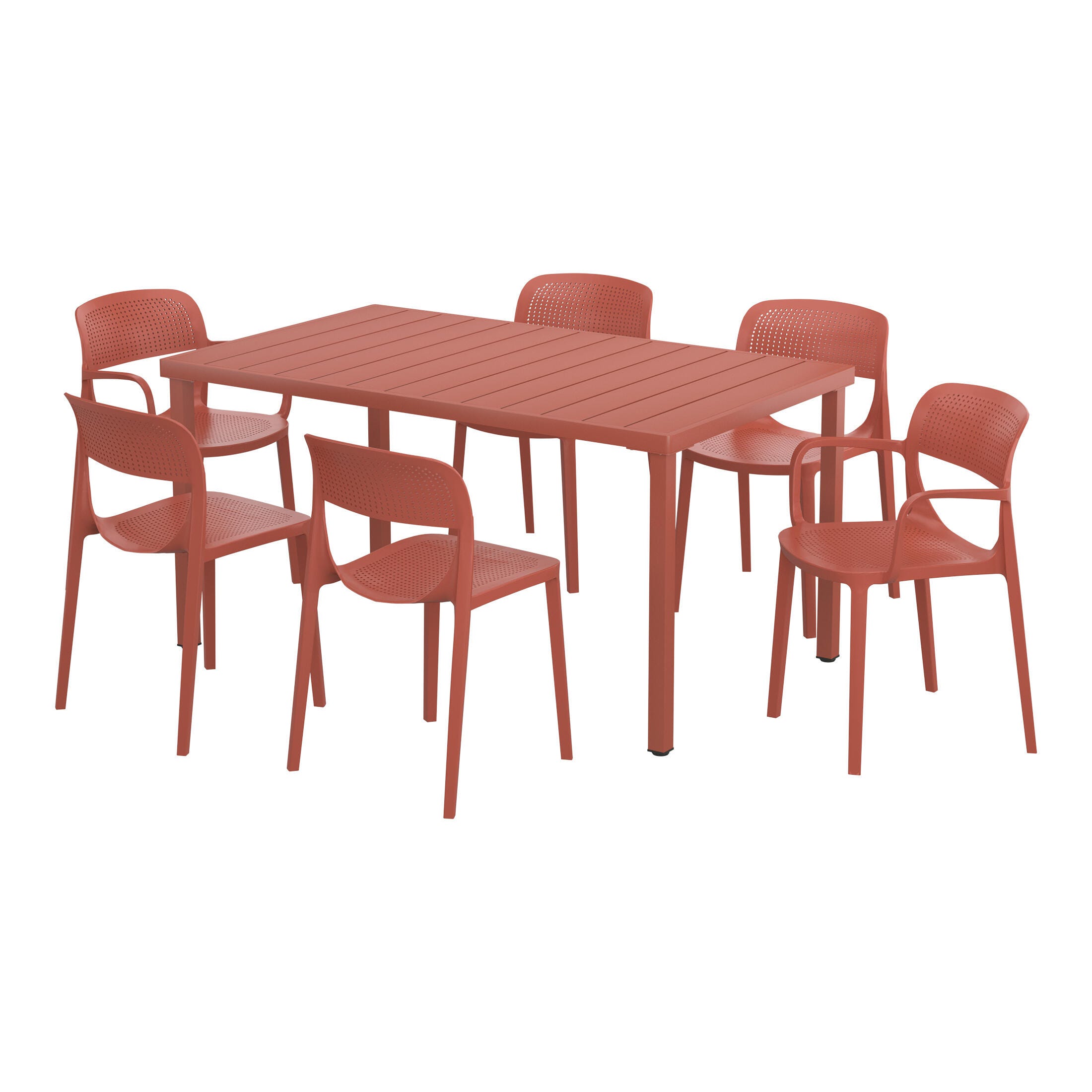Westin Furniture Valencia Outdoor Dining Table and 6 Chairs, Red, large