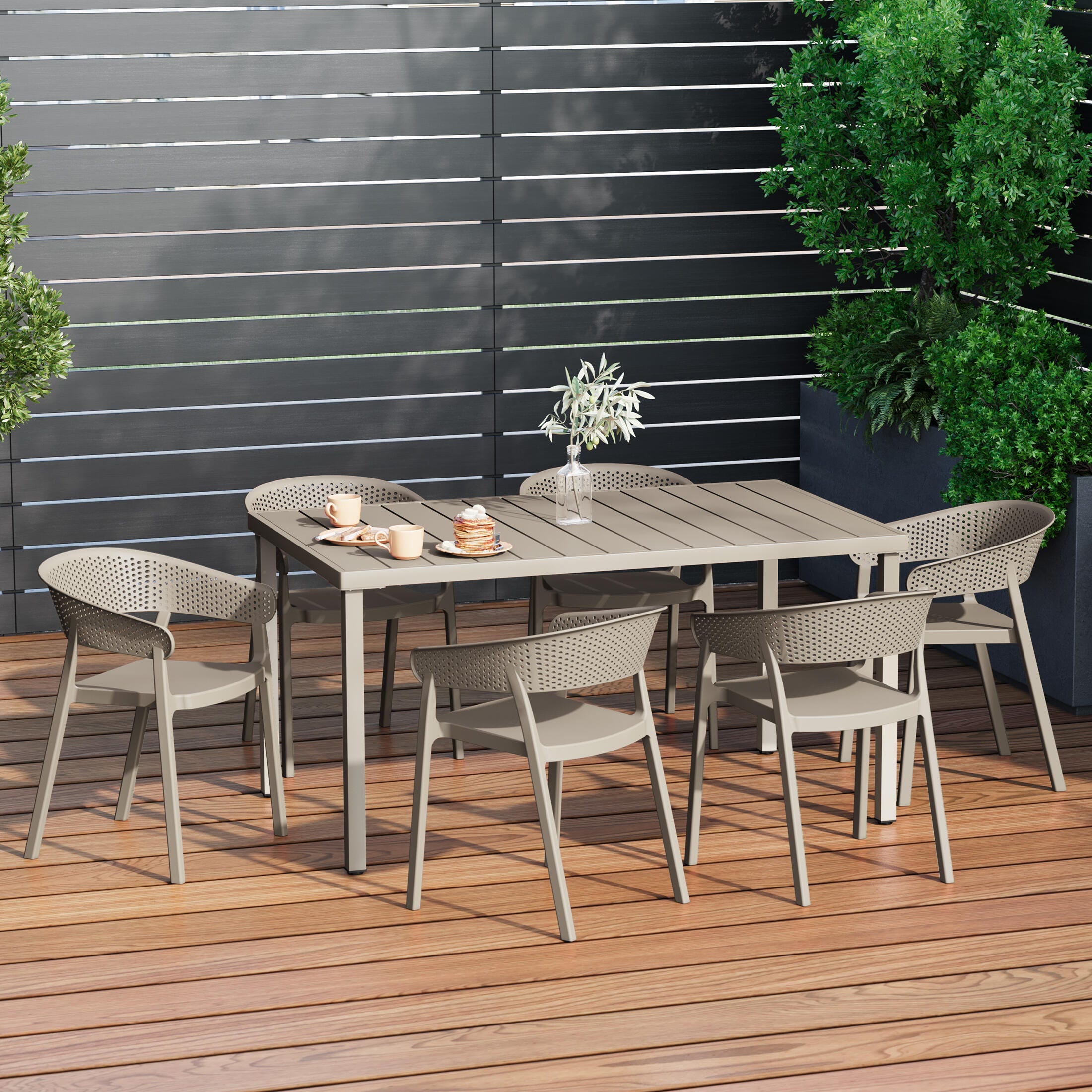 Westin Furniture Cove Outdoor Dining Table and 6 Chairs, Sand