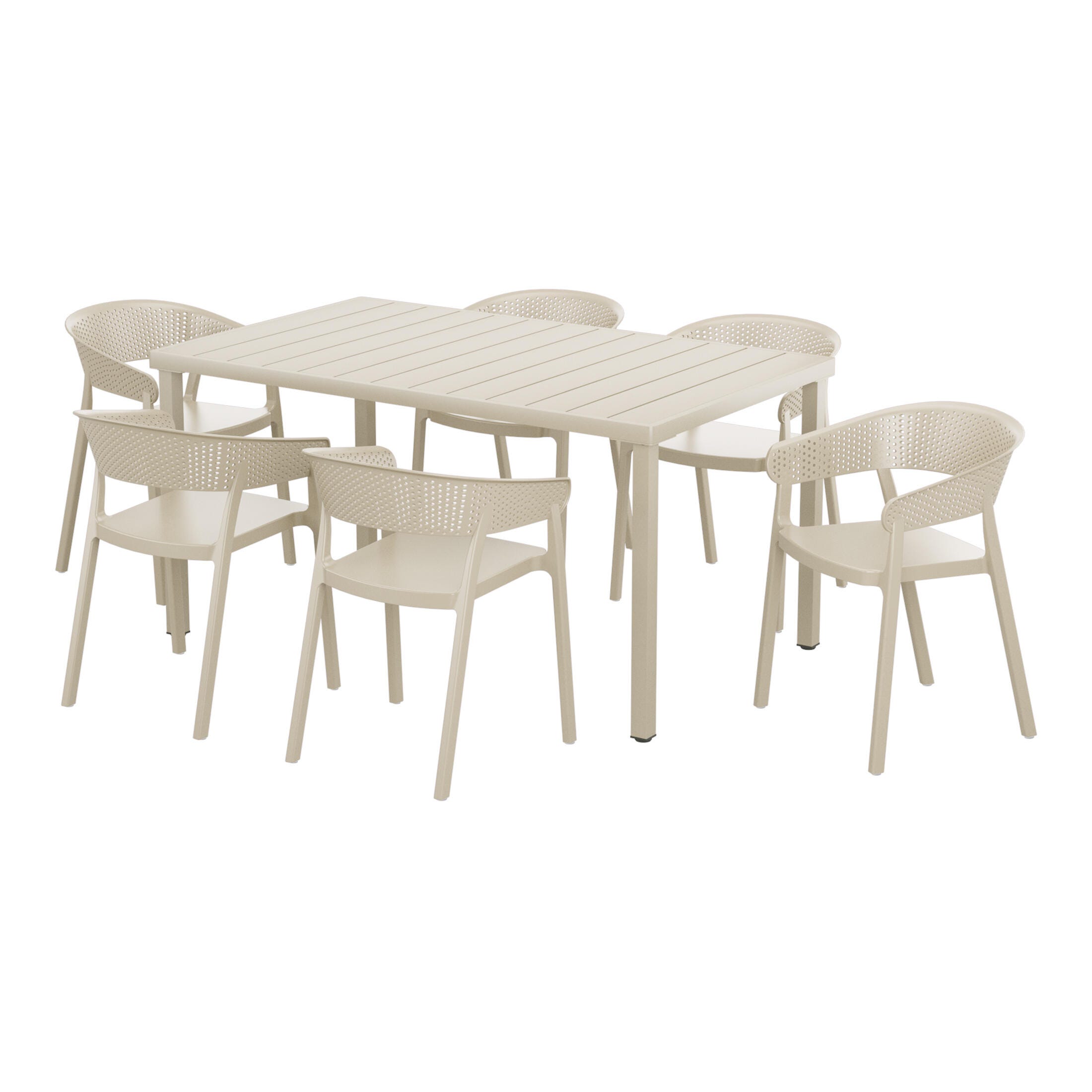 Westin Furniture Cove Outdoor Dining Table and 6 Chairs, Sand, large