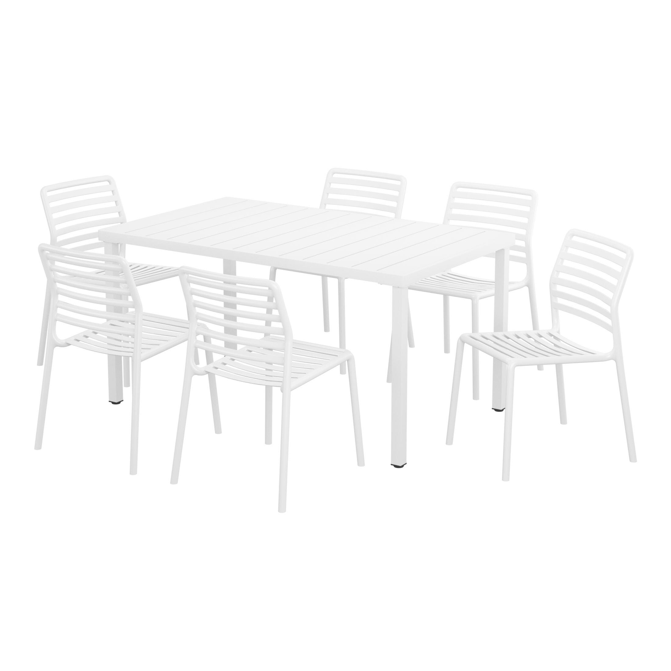Westin Furniture Juniper Outdoor Dining Table and 6 Chairs, White, large