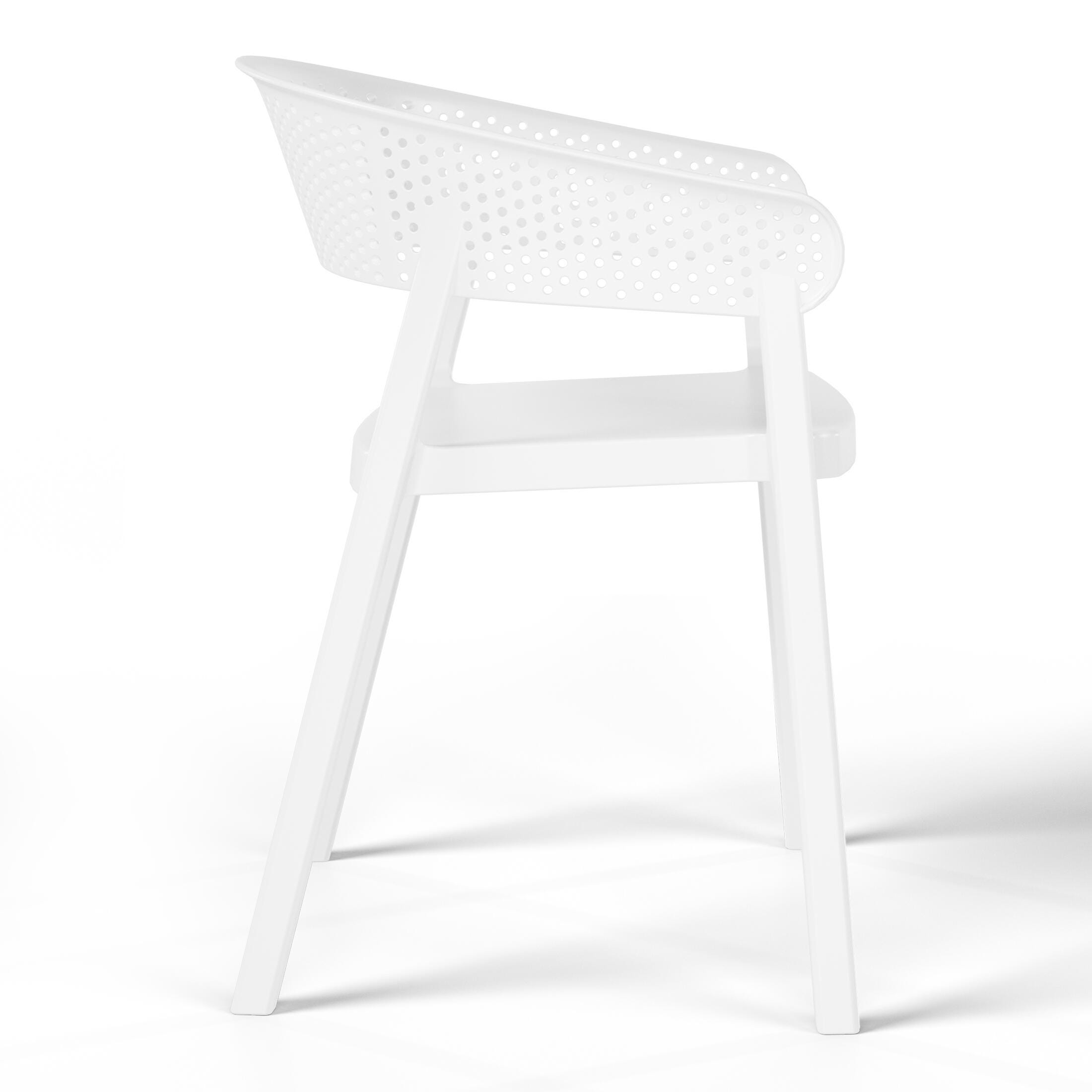 Westin Furniture Cove Outdoor Dining Table and 6 Chairs, White, large