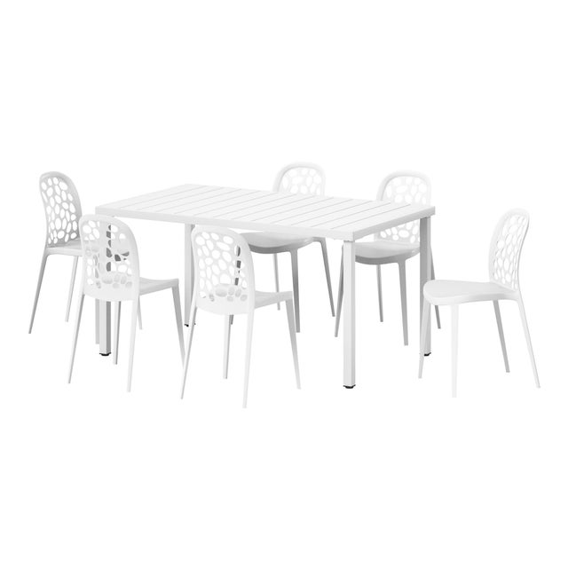 Westin Furniture Vivienne Outdoor Dining Table and 6 Chairs, White