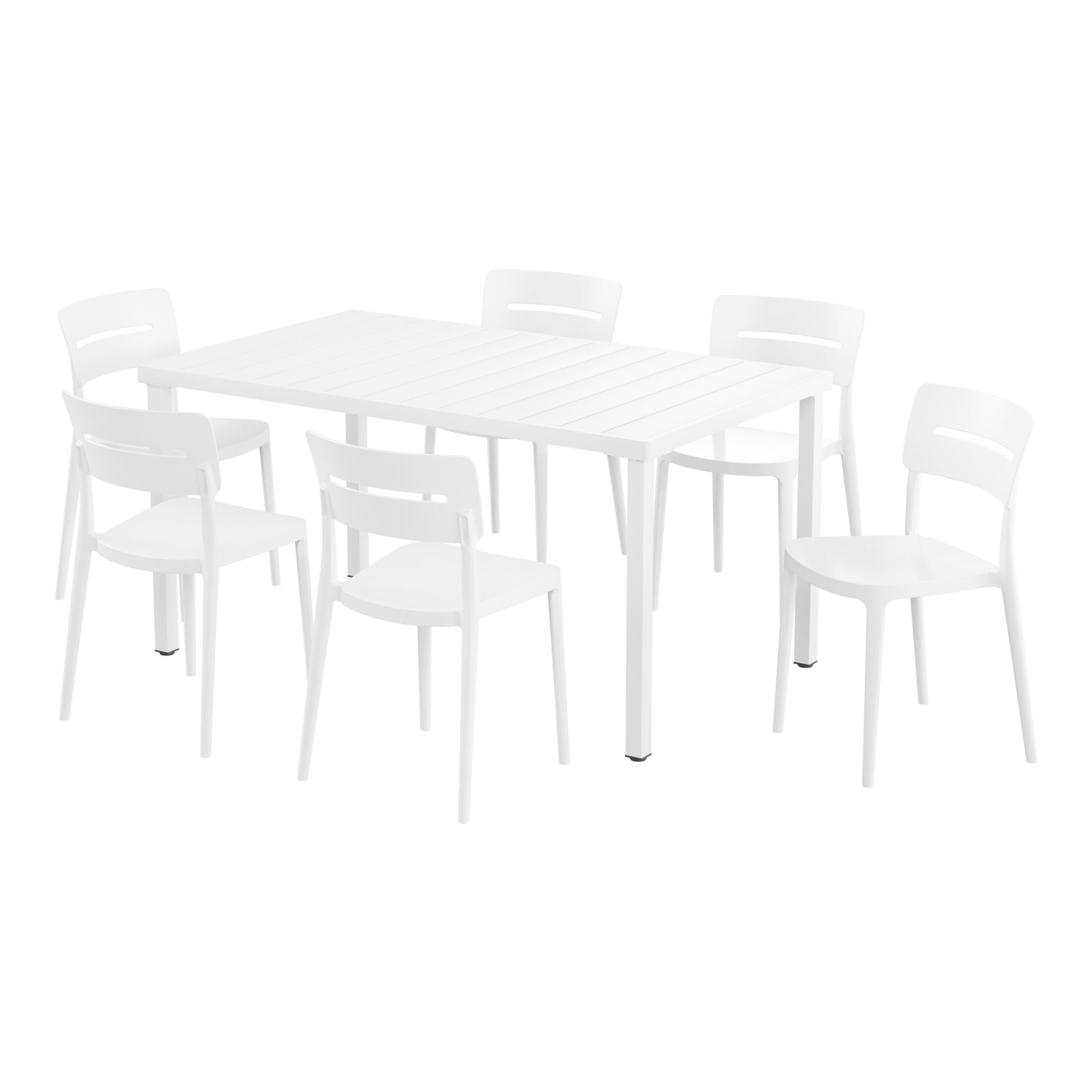 Westin Furniture Meadow Solid Outdoor Dining Table and 6 Chairs, White, large