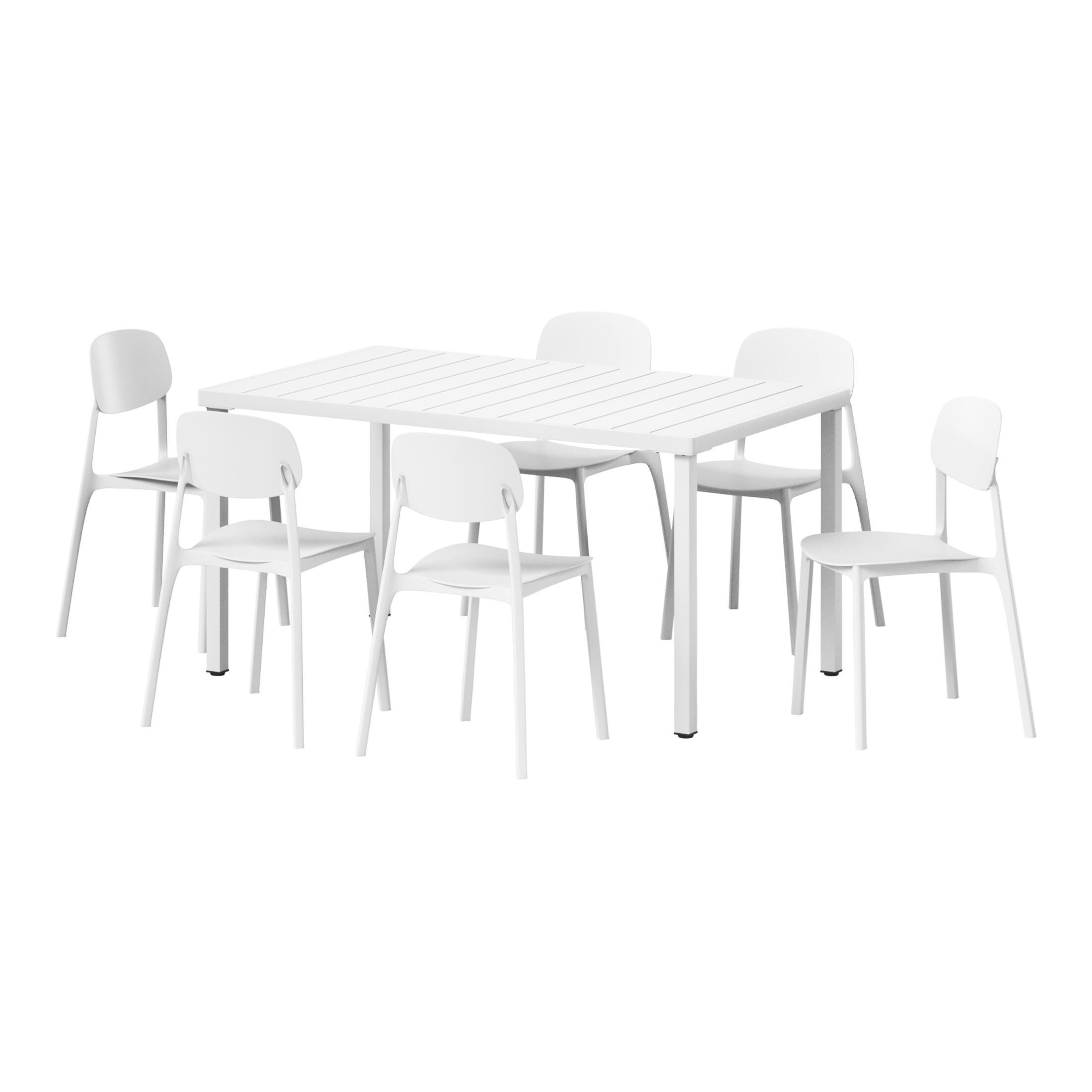 Westin Furniture Sterling Outdoor Dining Table and 6 Chairs, White, large