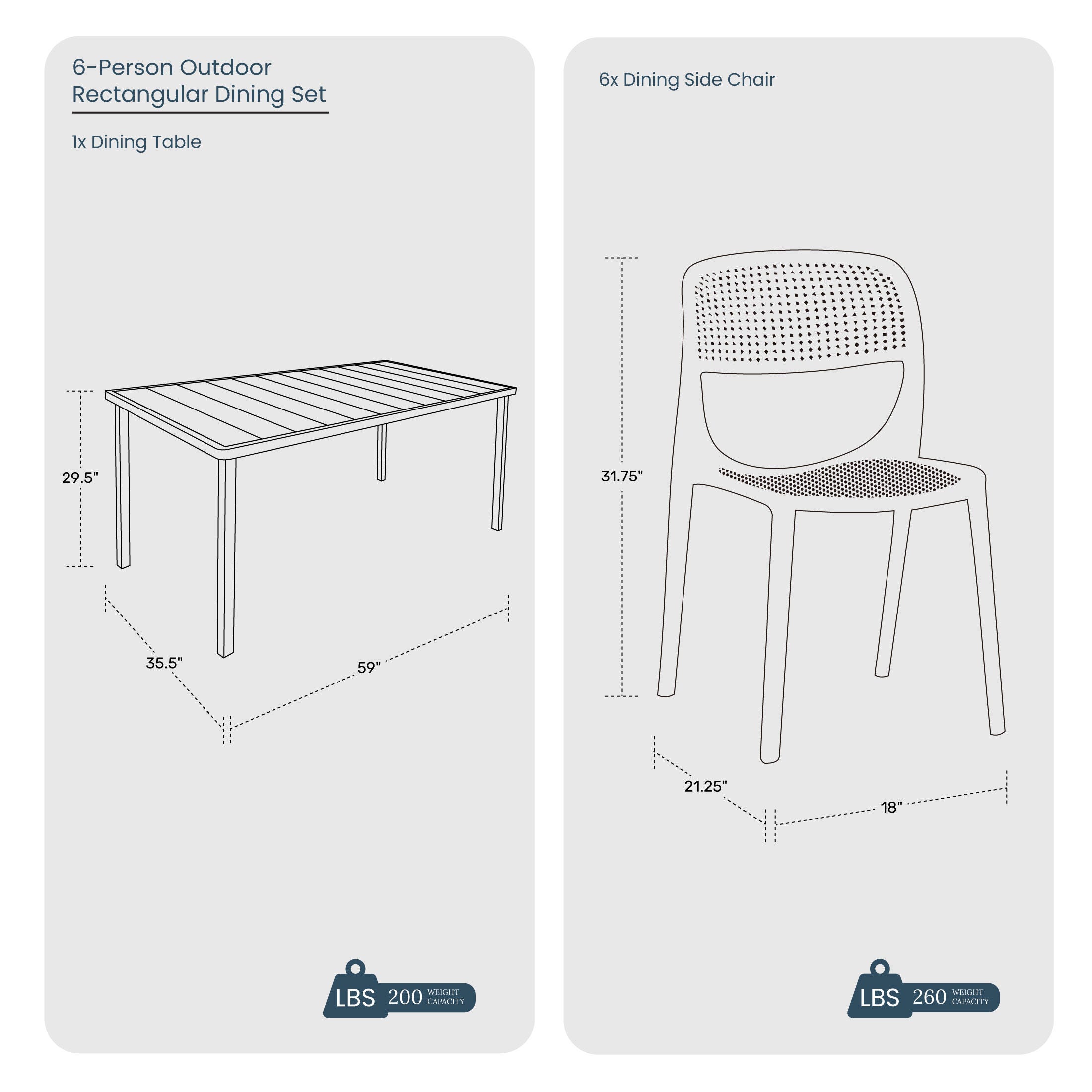 Westin Furniture Valencia Outdoor Dining Table and 6 Chairs, White, large
