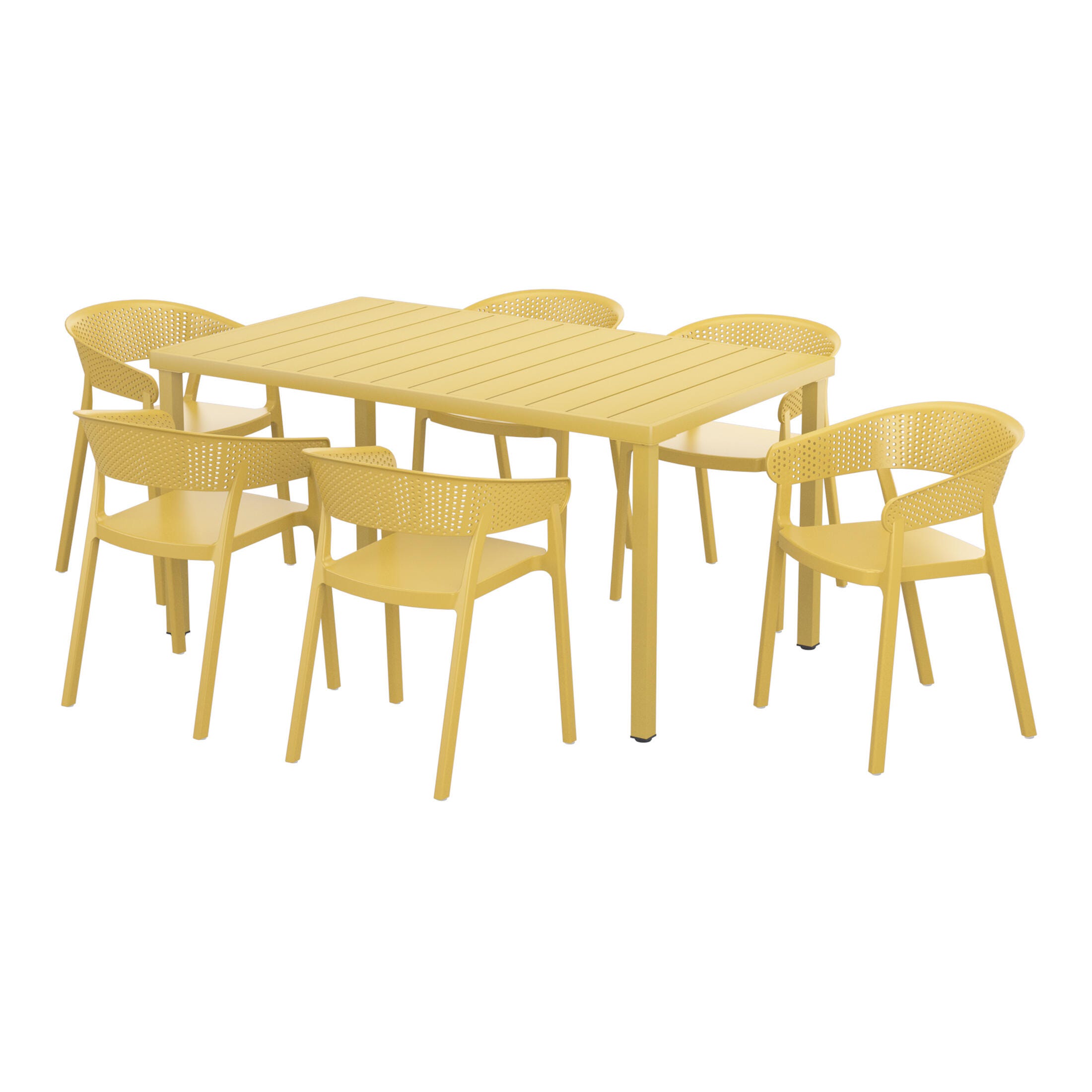 Westin Furniture Cove Outdoor Dining Table and 6 Chairs, Yellow, large