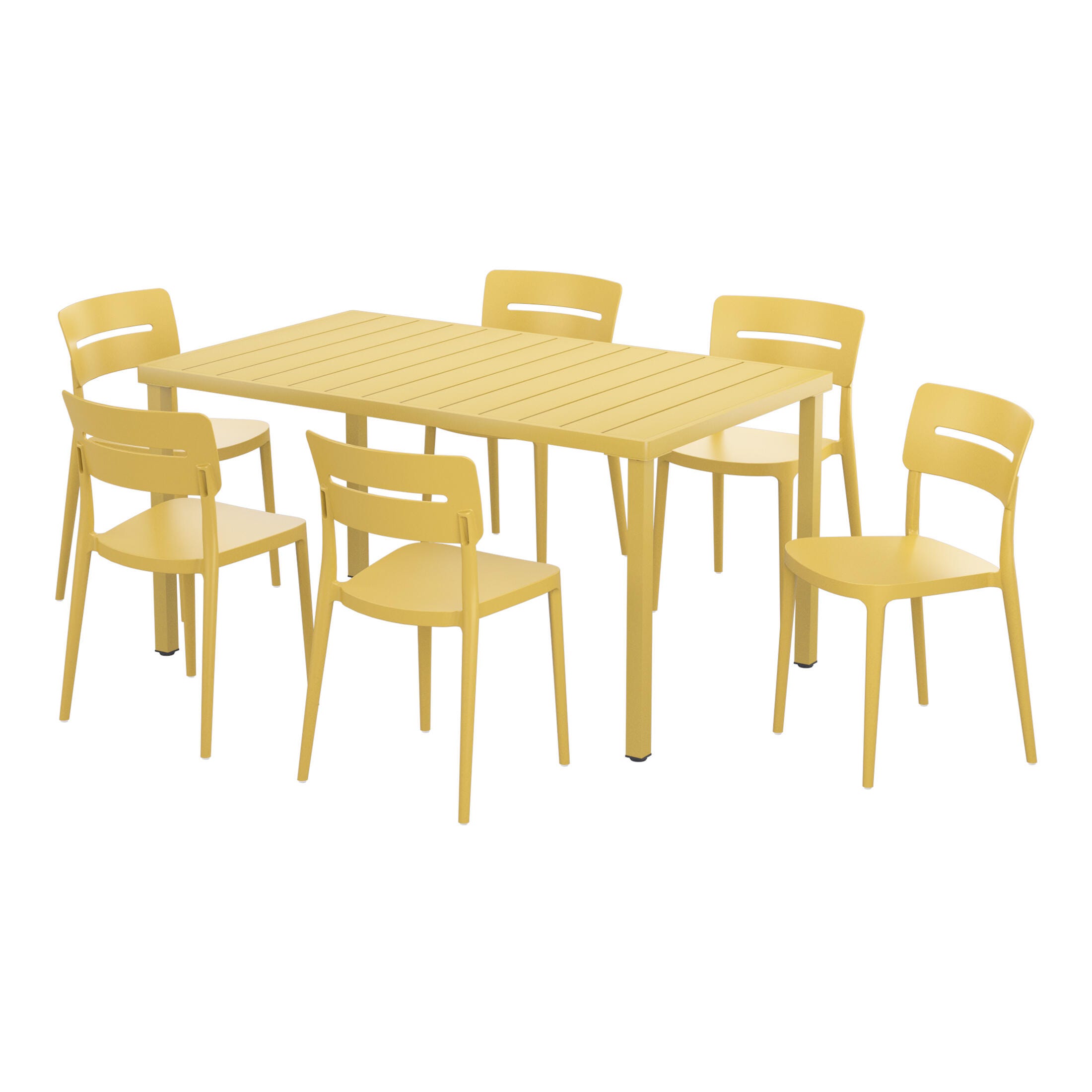 Westin Furniture Meadow Solid Outdoor Dining Table and 6 Chairs, Yellow, large