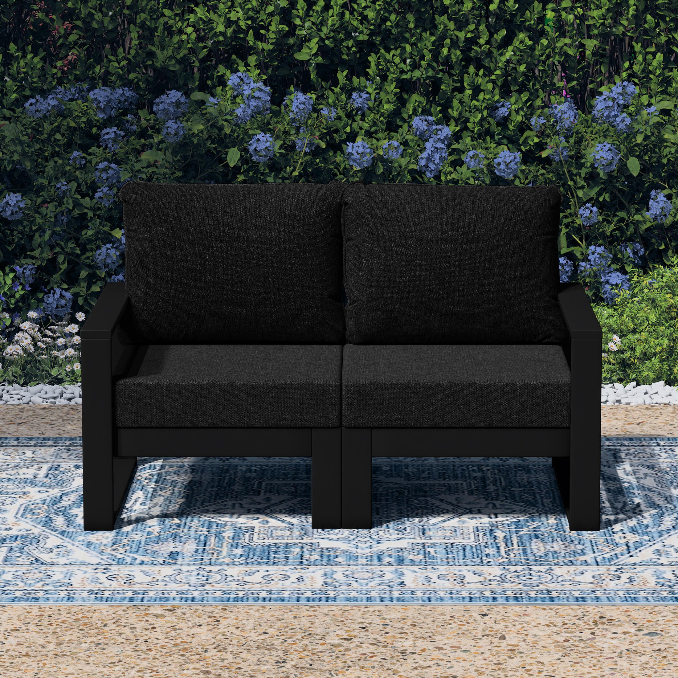 Westin Furniture Endless Outdoor Loveseat, Black, rollover