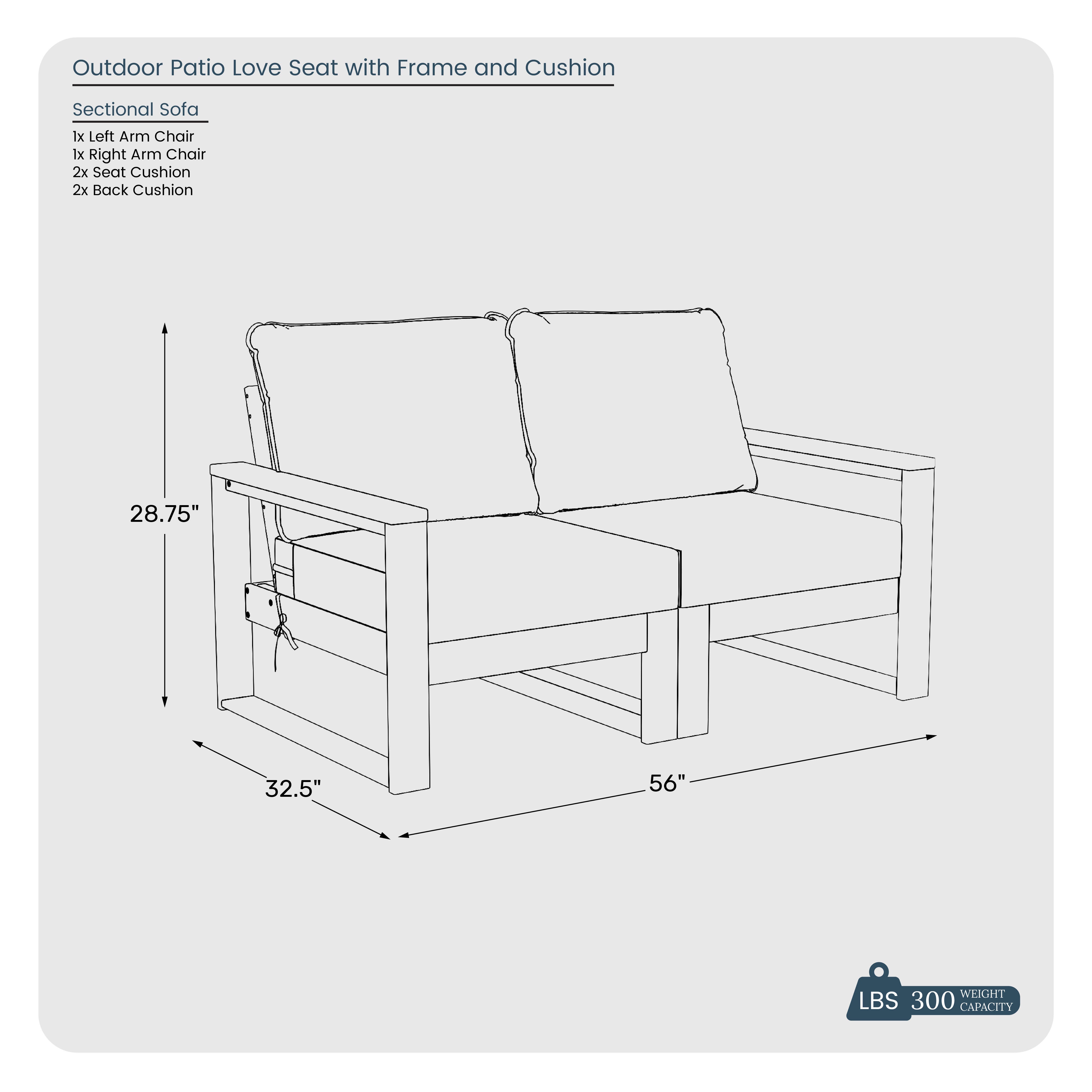 Westin Furniture Endless Outdoor Loveseat, Gray, large