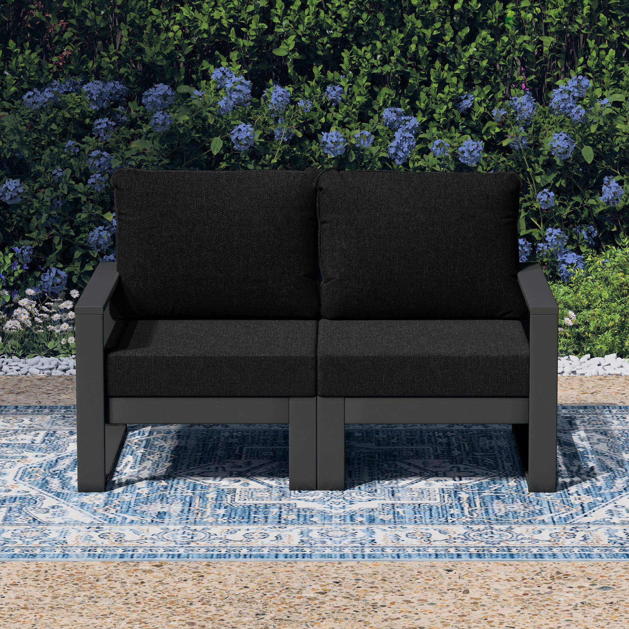 Westin Furniture Endless Outdoor Loveseat, Charcoal Black, large