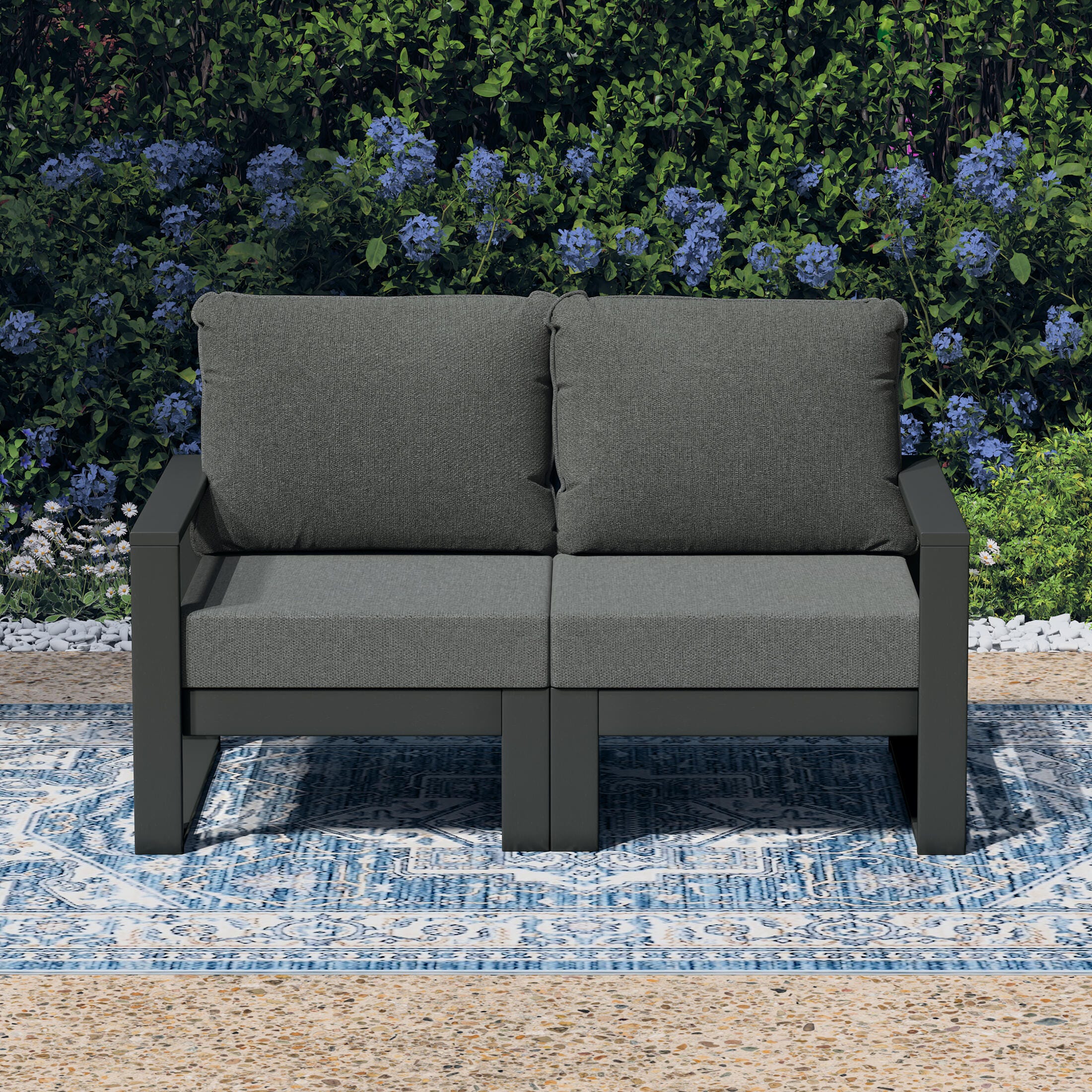 Westin Furniture Endless Outdoor Loveseat, Charcoal Gray, large