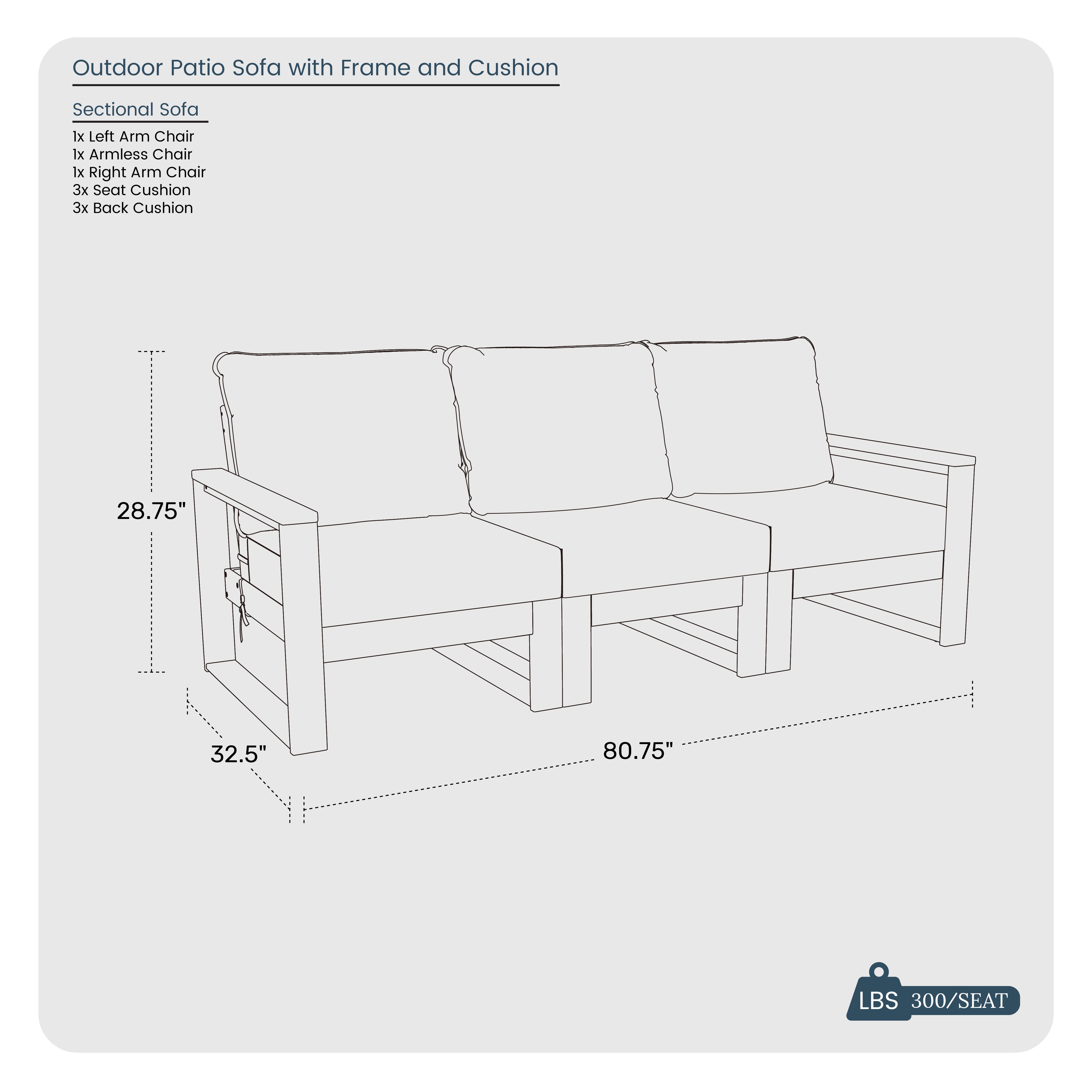 Westin Furniture Endless Outdoor Sofa, Charcoal Black, large