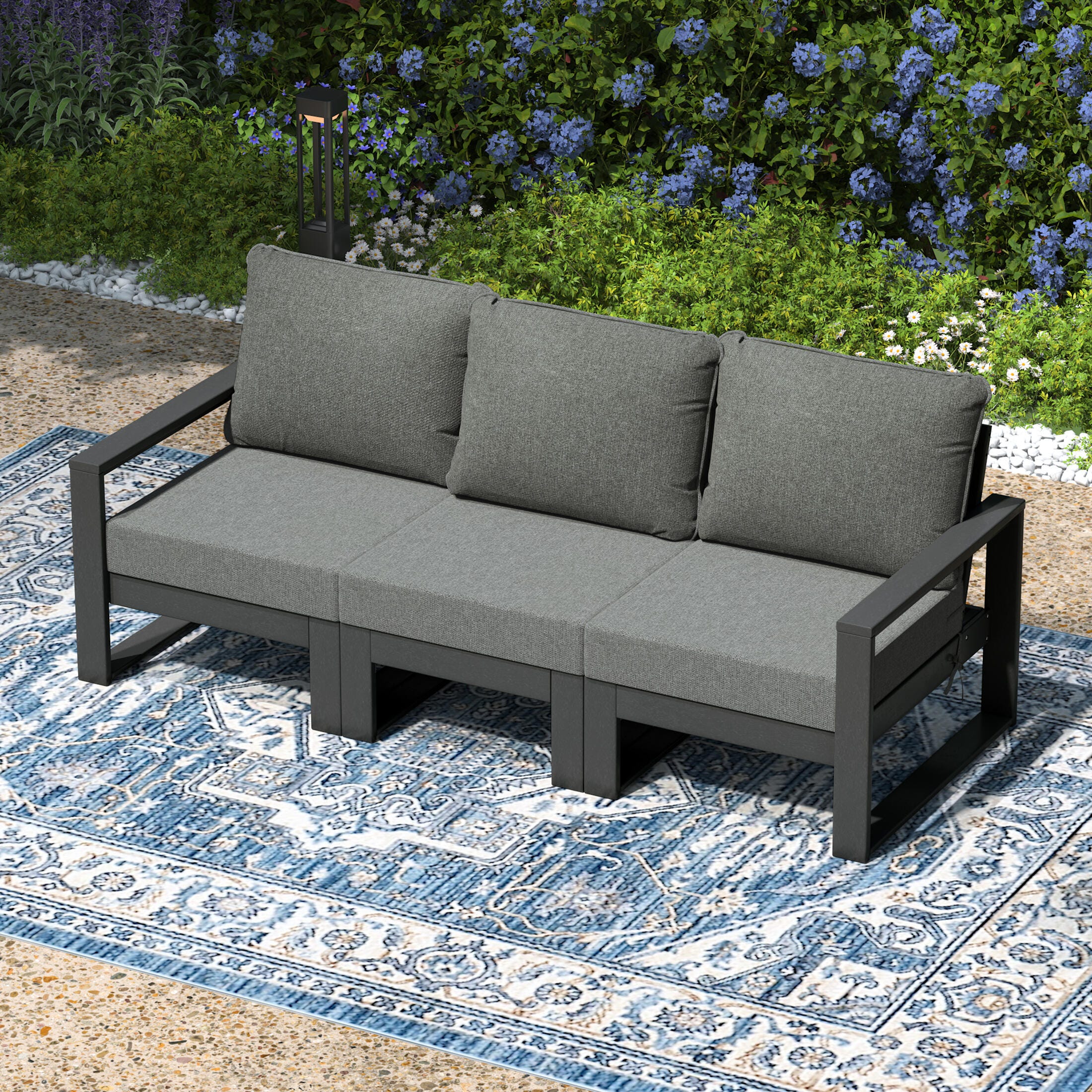 Westin Furniture Endless Outdoor Sofa, Dark Gray, large