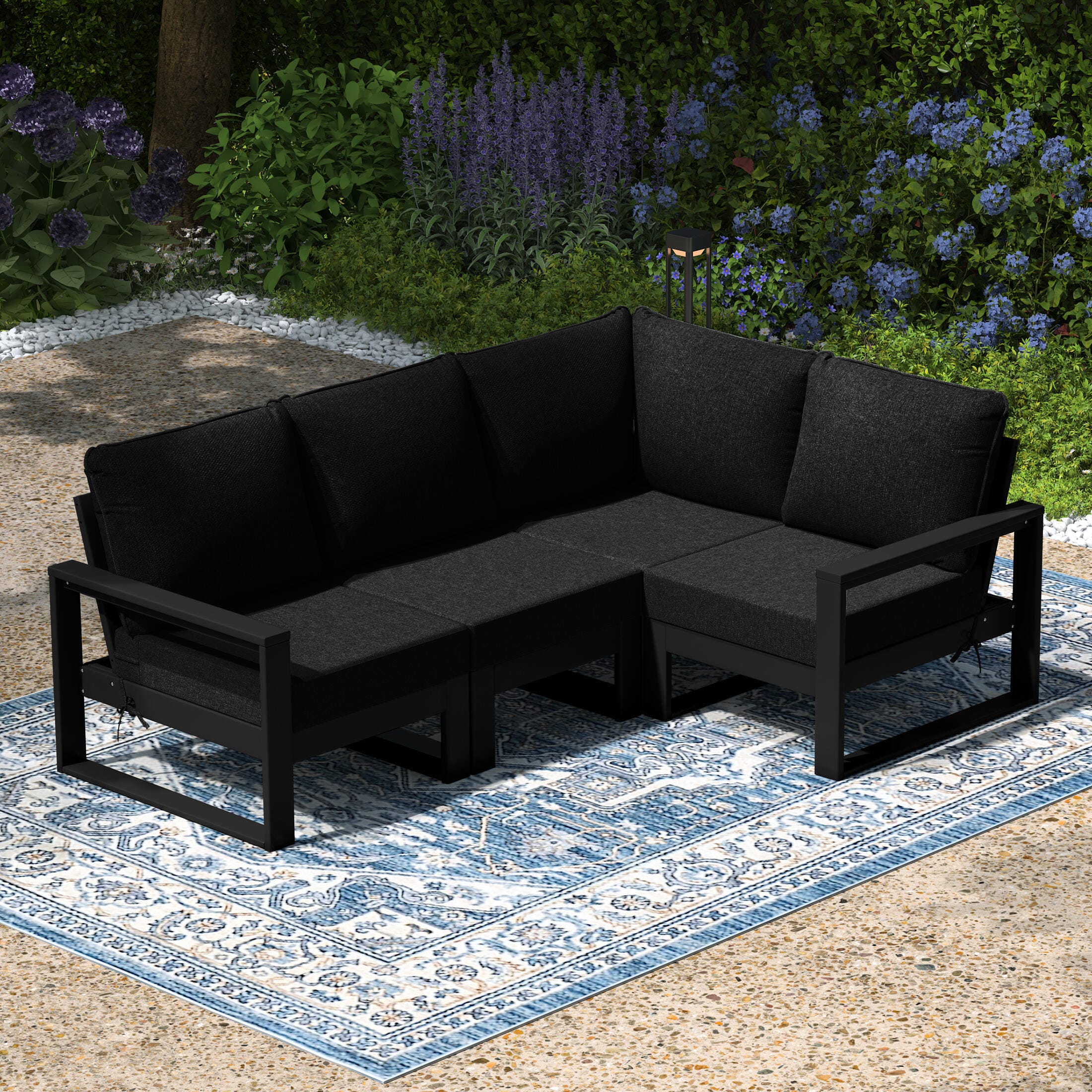 Westin Furniture Endless 4-Piece Outdoor Sectional Sofa, Charcoal Black, rollover