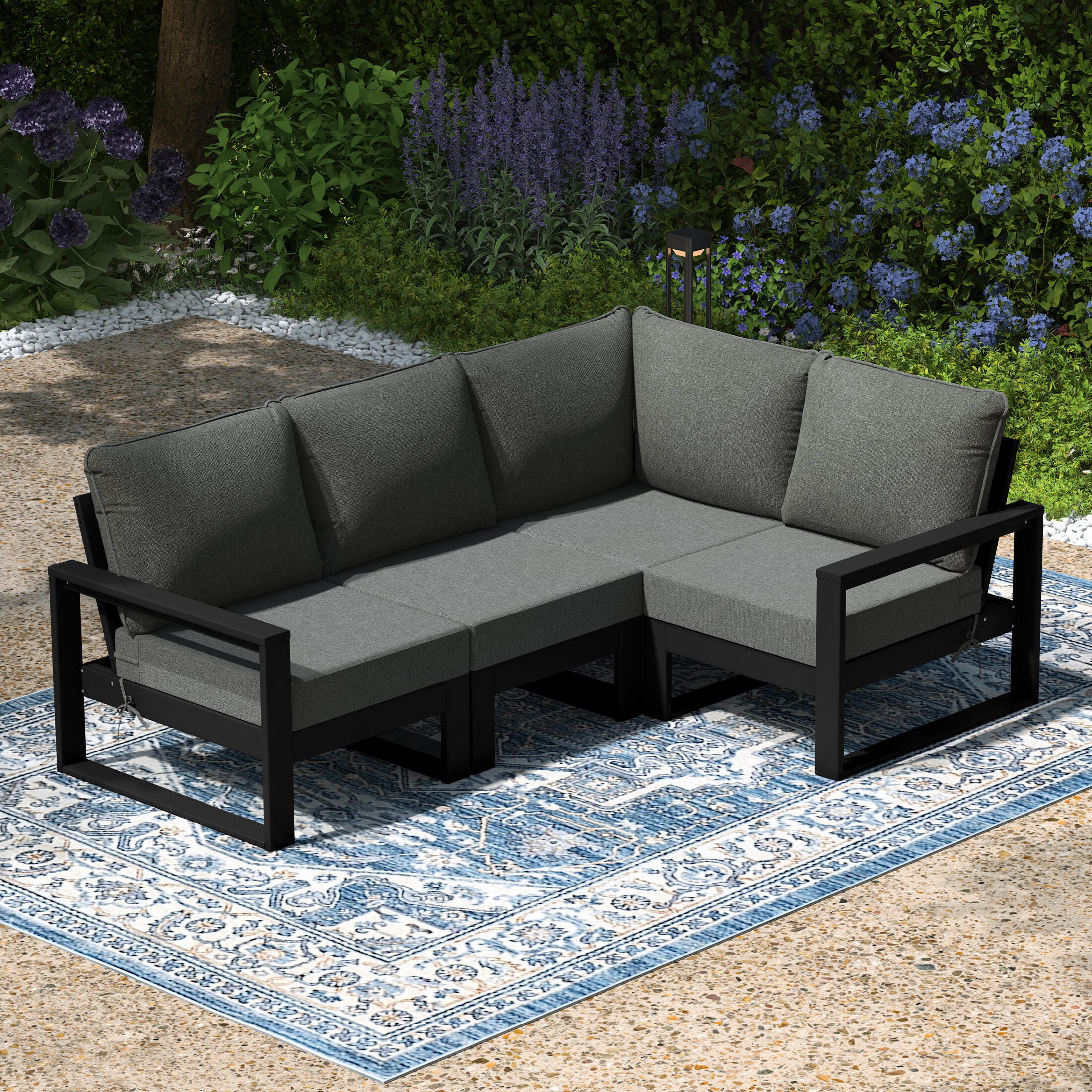 Westin Furniture Endless 4-Piece Outdoor Sectional Sofa, Ash Gray, rollover