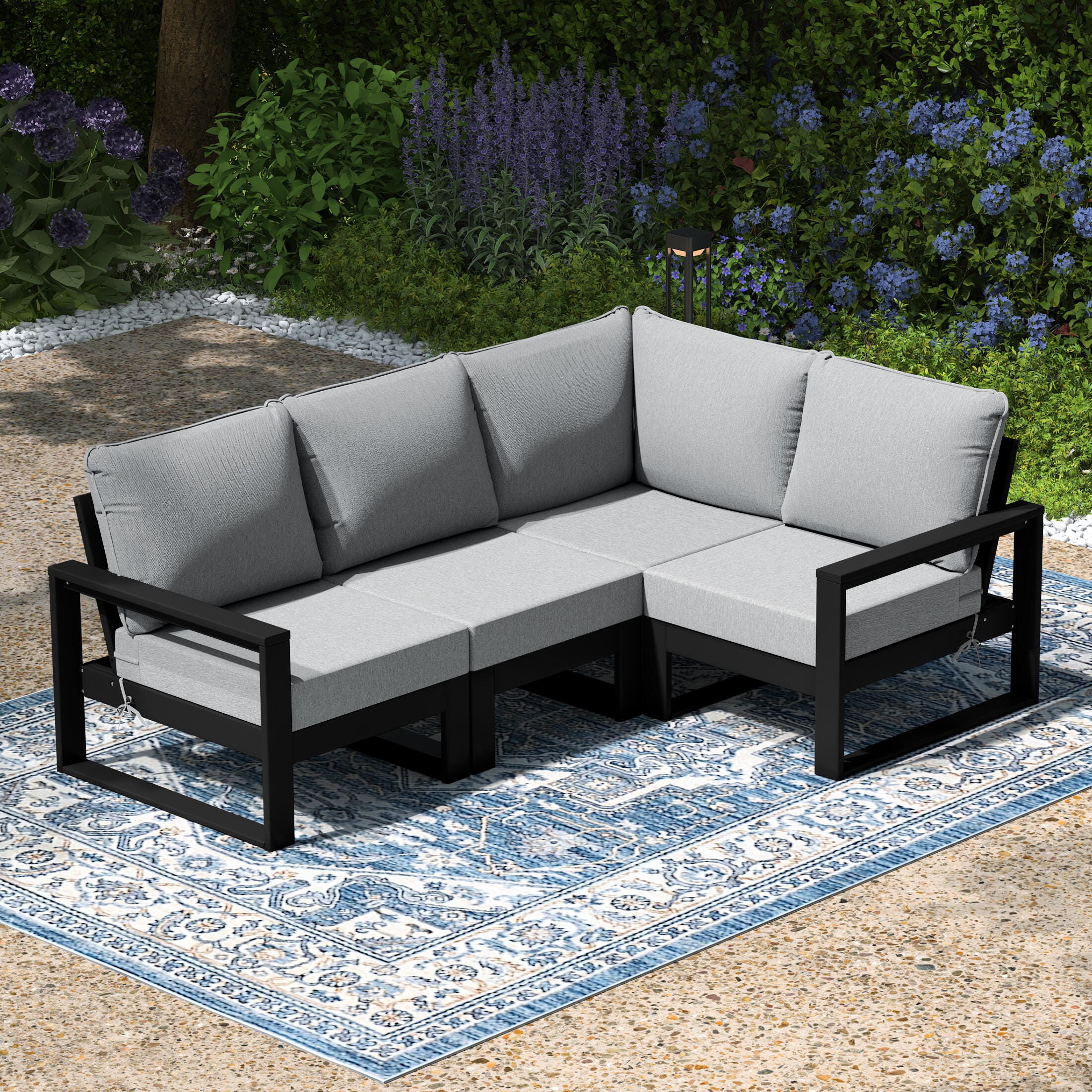 Westin Furniture Endless 4-Piece Outdoor Sectional Sofa, Light Gray, large