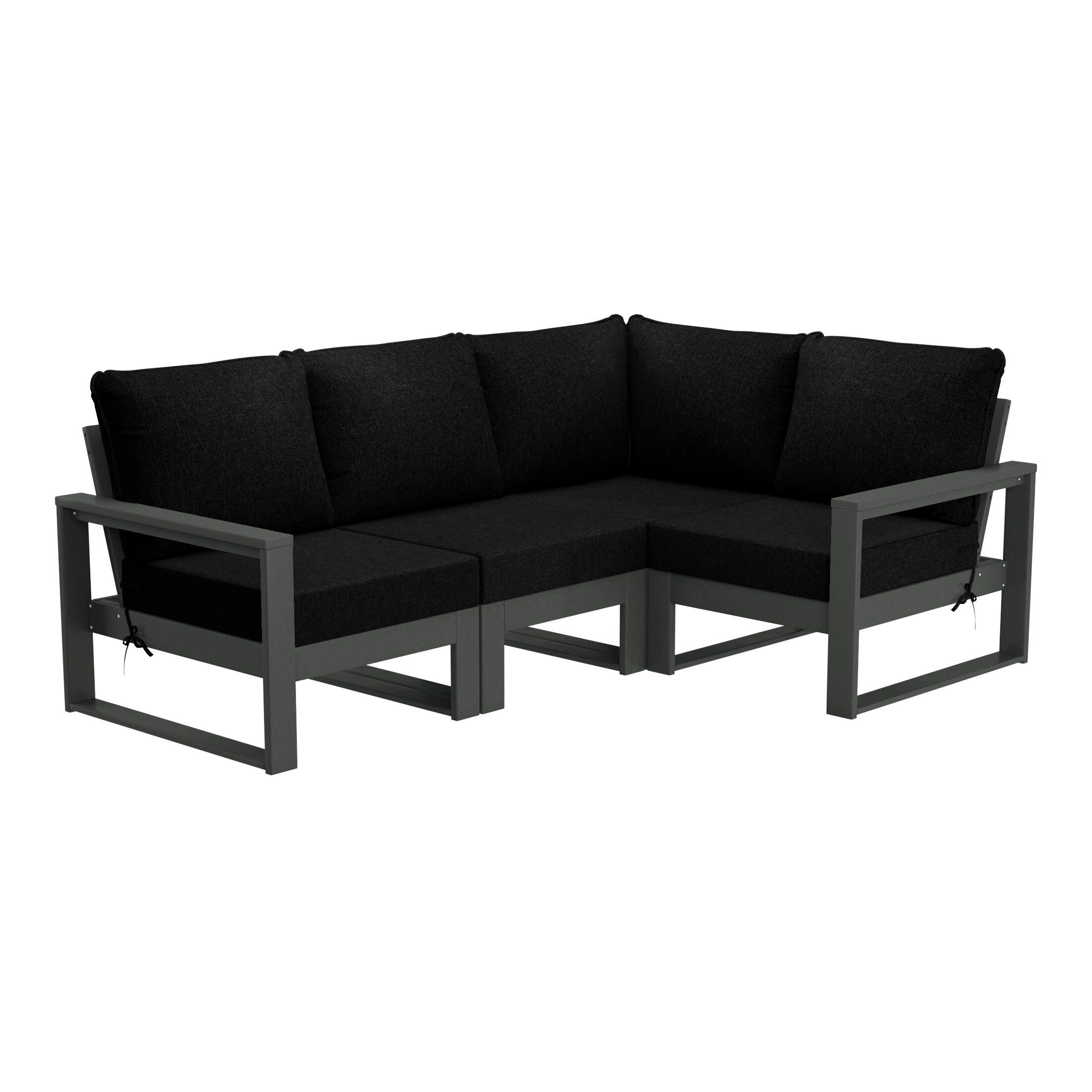 Westin Furniture Endless 4-Piece Outdoor Sectional Sofa, Black, large