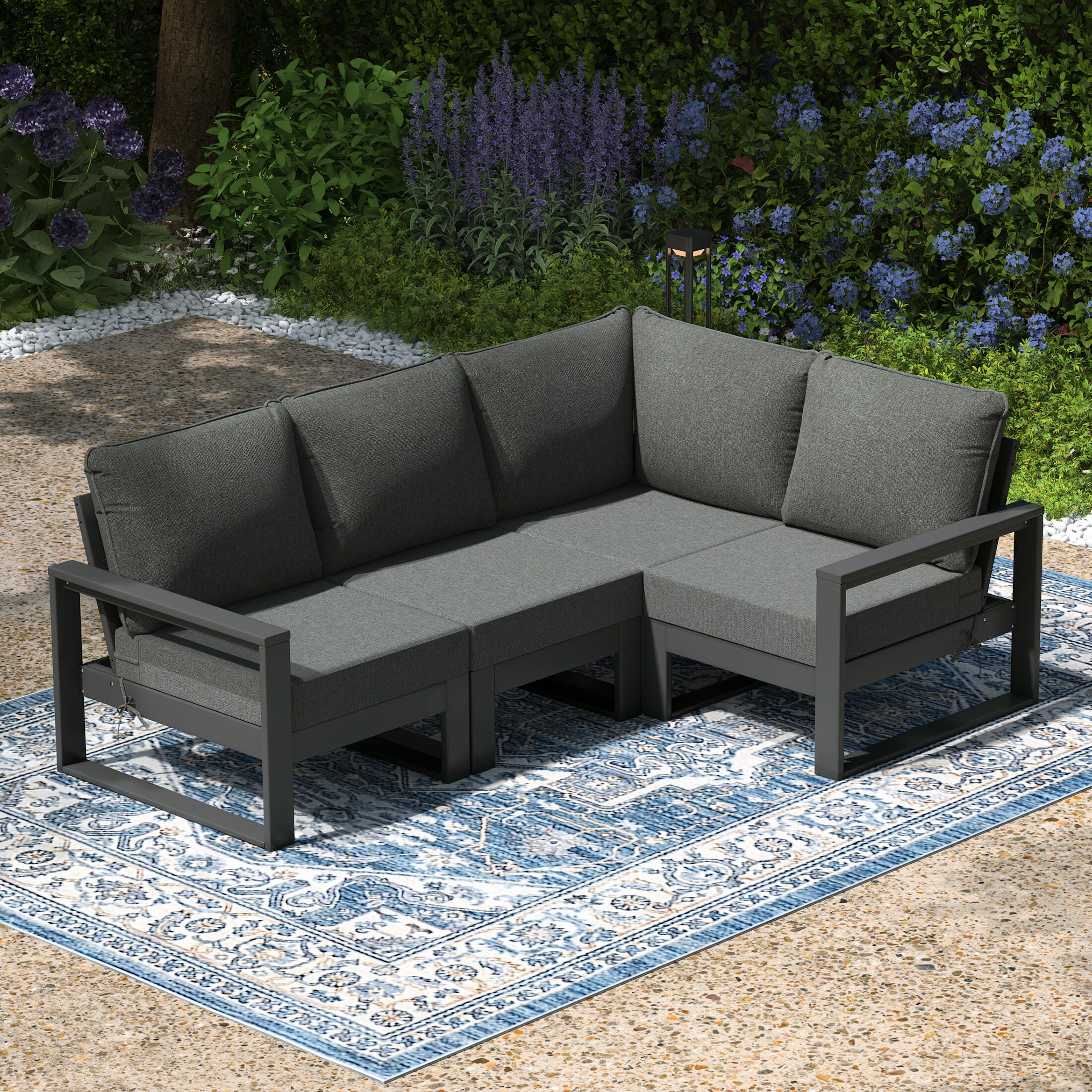 Westin Furniture Endless 4-Piece Outdoor Sectional Sofa, Dark Gray, large
