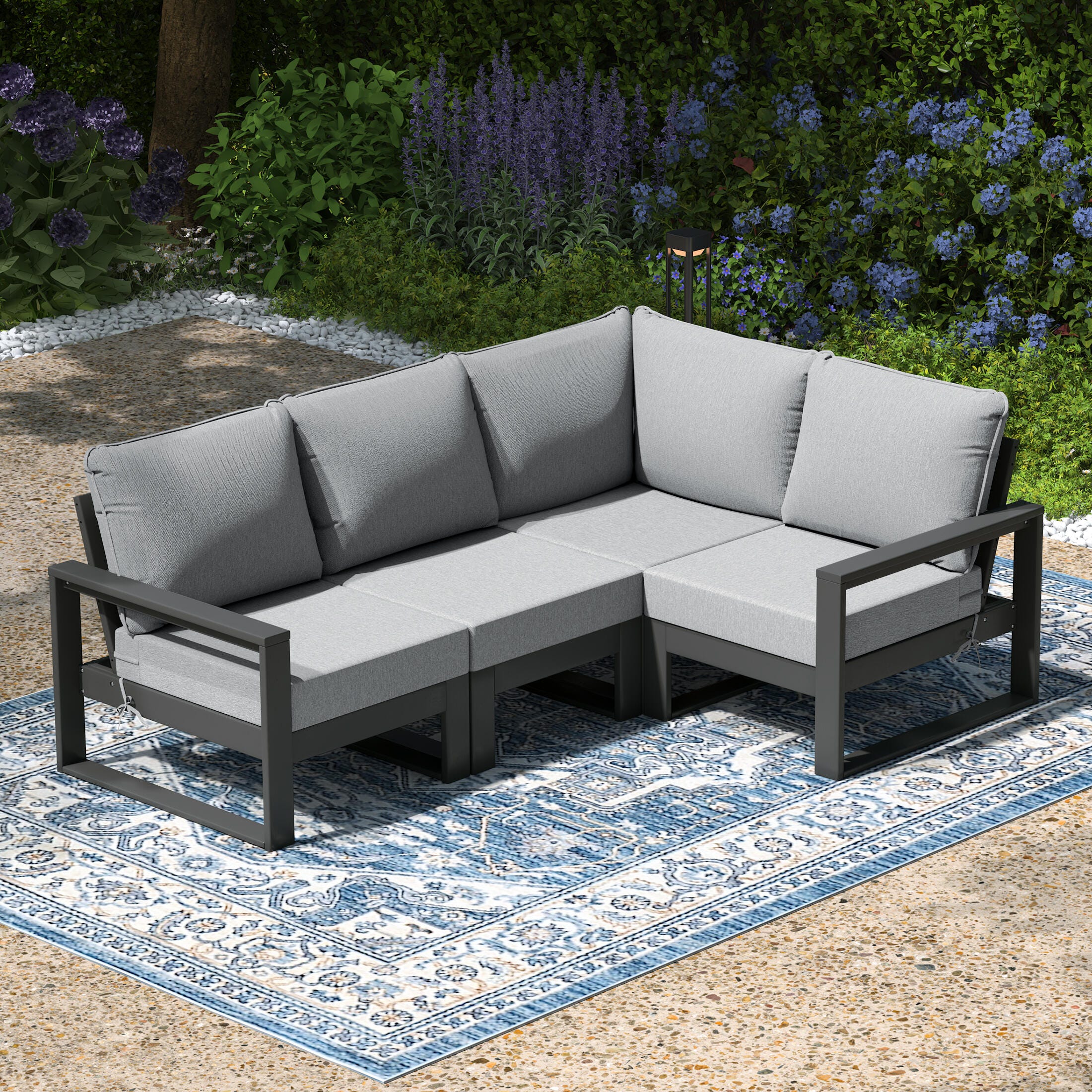 Westin Furniture Endless 4-Piece Outdoor Sectional Sofa, Slate Gray, large