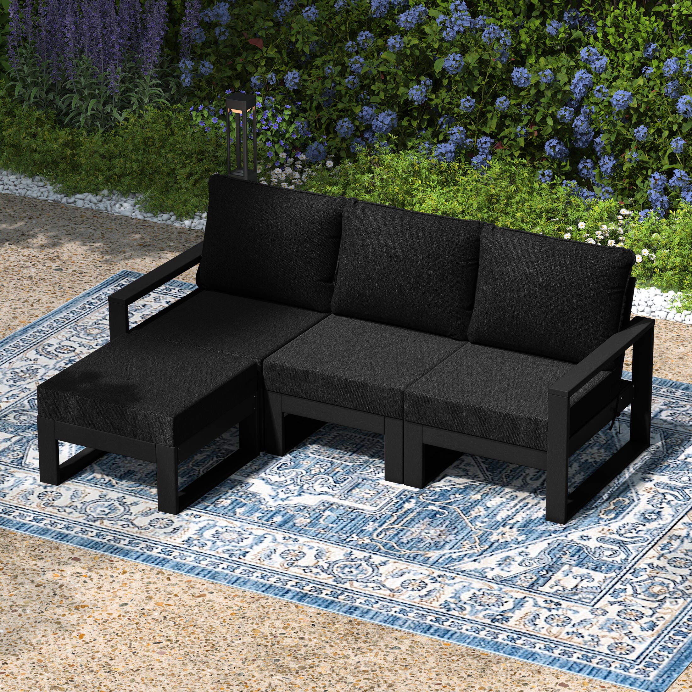 Westin Furniture Endless 4-Piece Outdoor Sectional Set, Charcoal Black, rollover