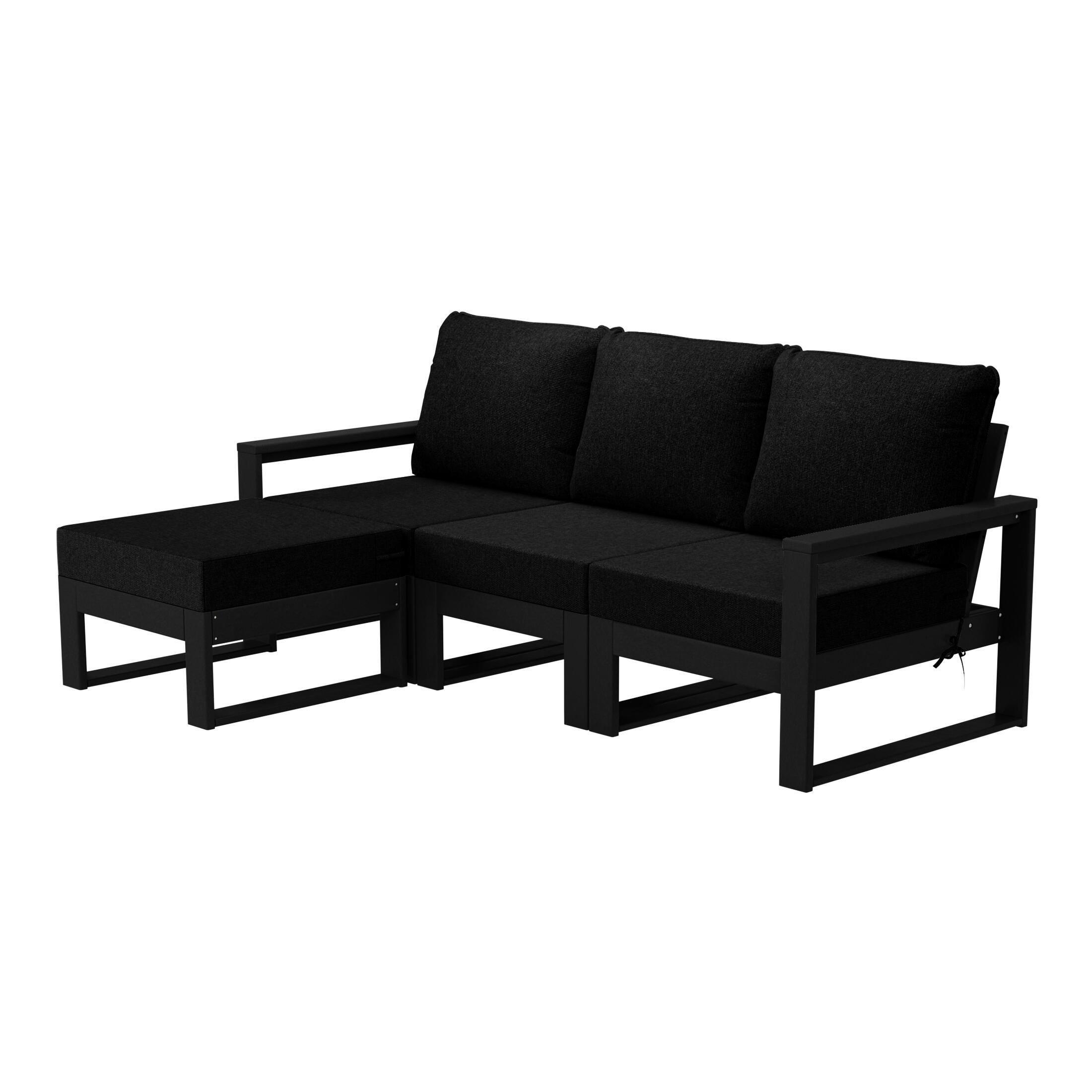 Westin Furniture Endless 4-Piece Outdoor Sectional Set, Charcoal Black, large