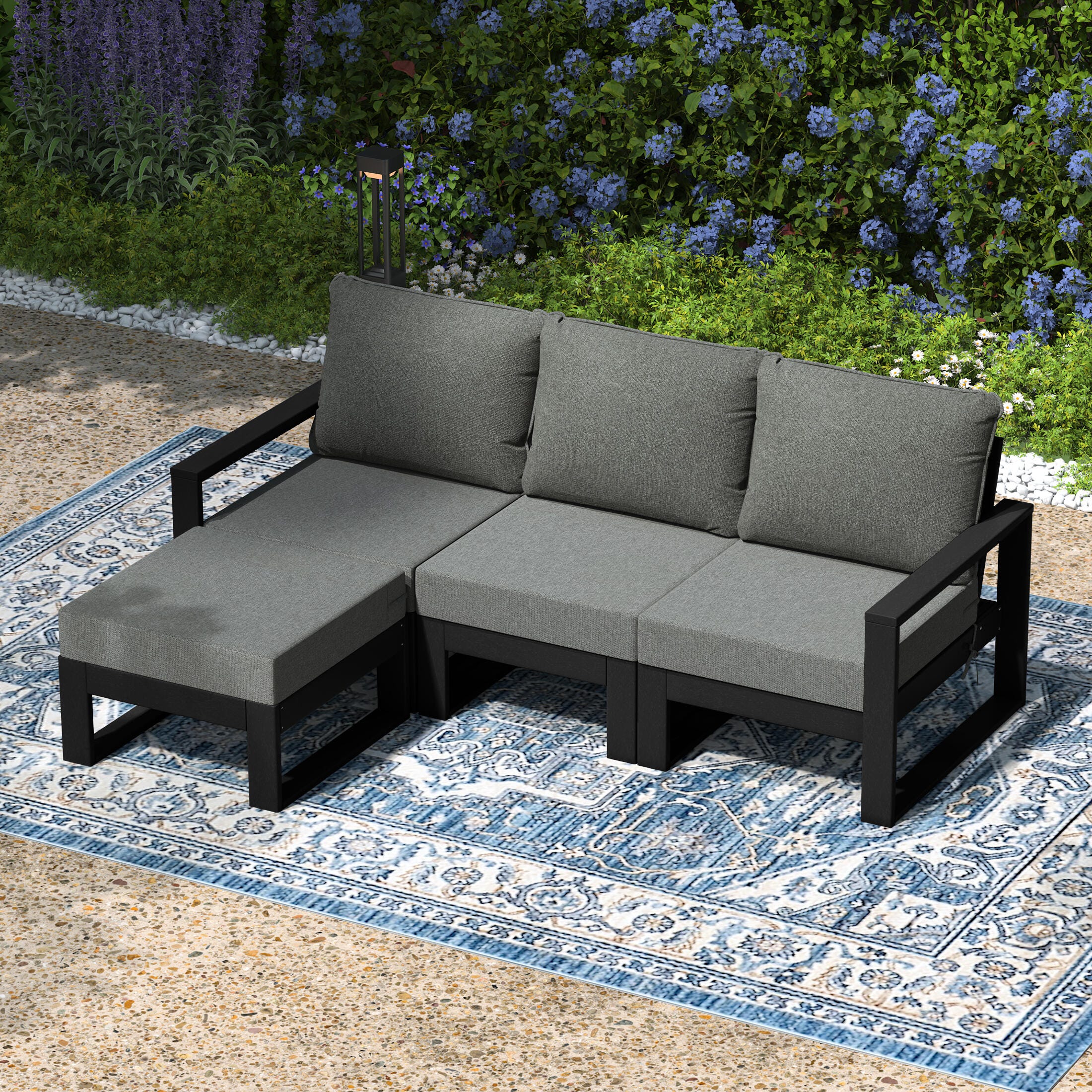 Westin Furniture Endless 4-Piece Outdoor Sectional Set, Ash Gray, rollover