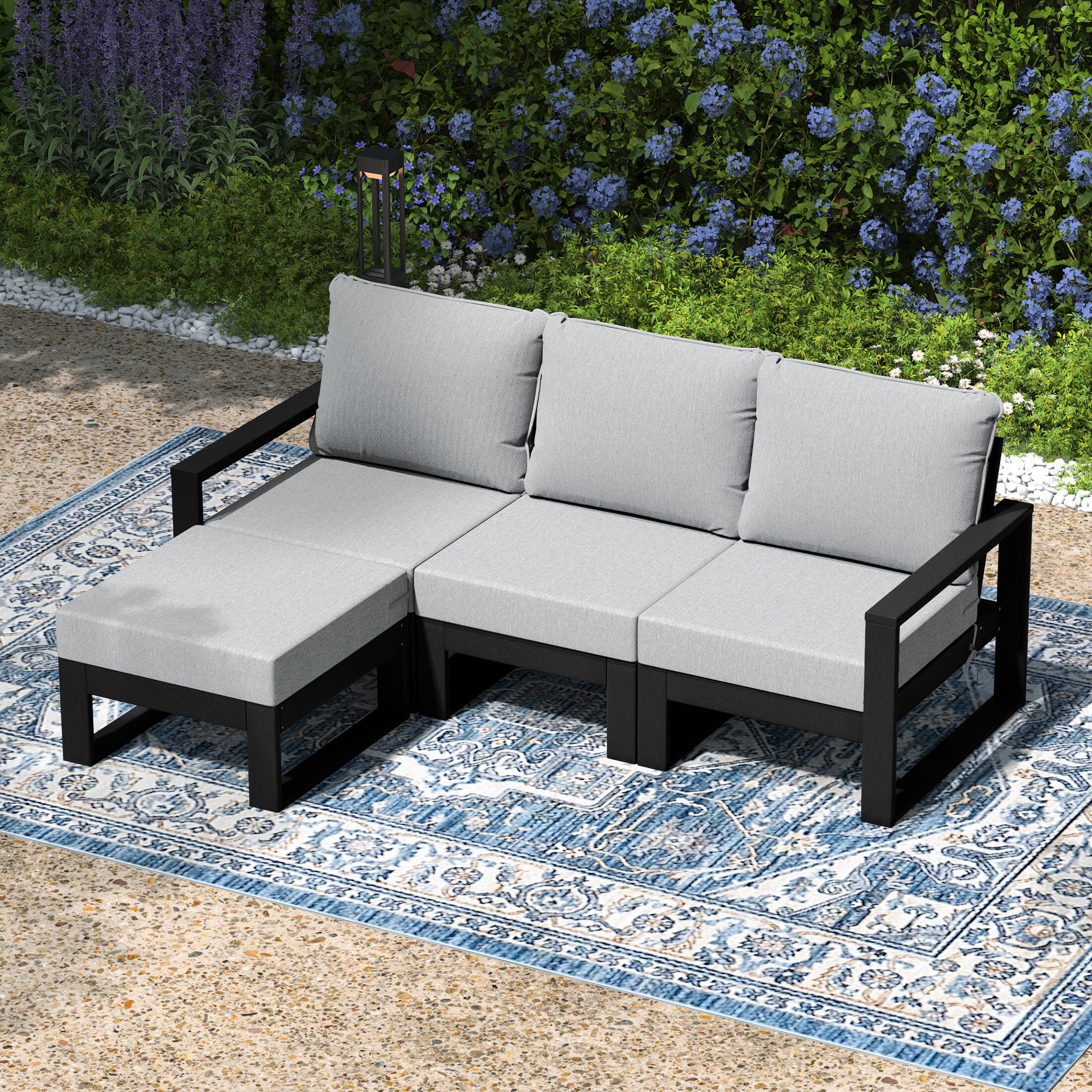 Westin Furniture Endless 4-Piece Outdoor Sectional Set, Light Gray, large
