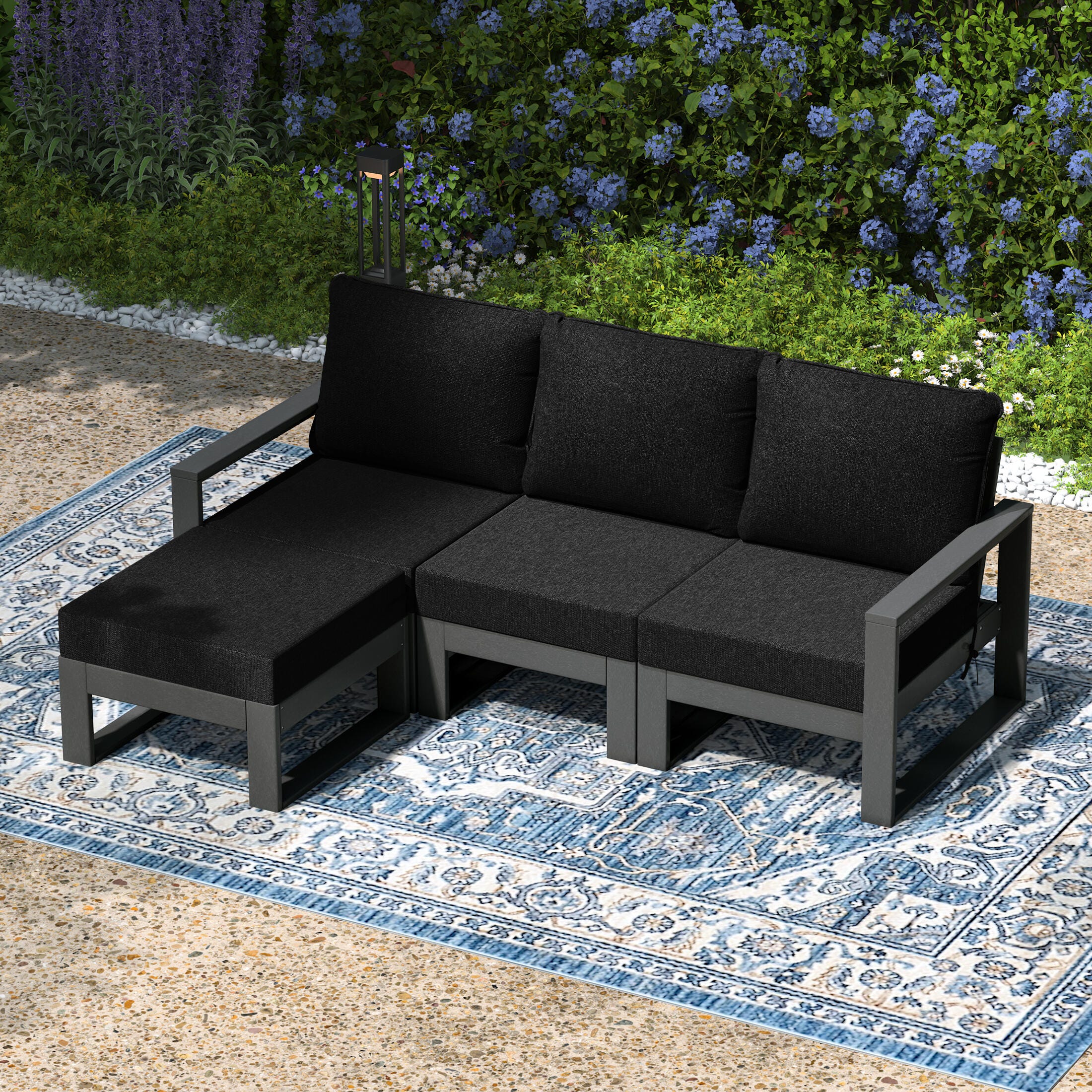 Westin Furniture Endless 4-Piece Outdoor Sectional Set, Black, rollover