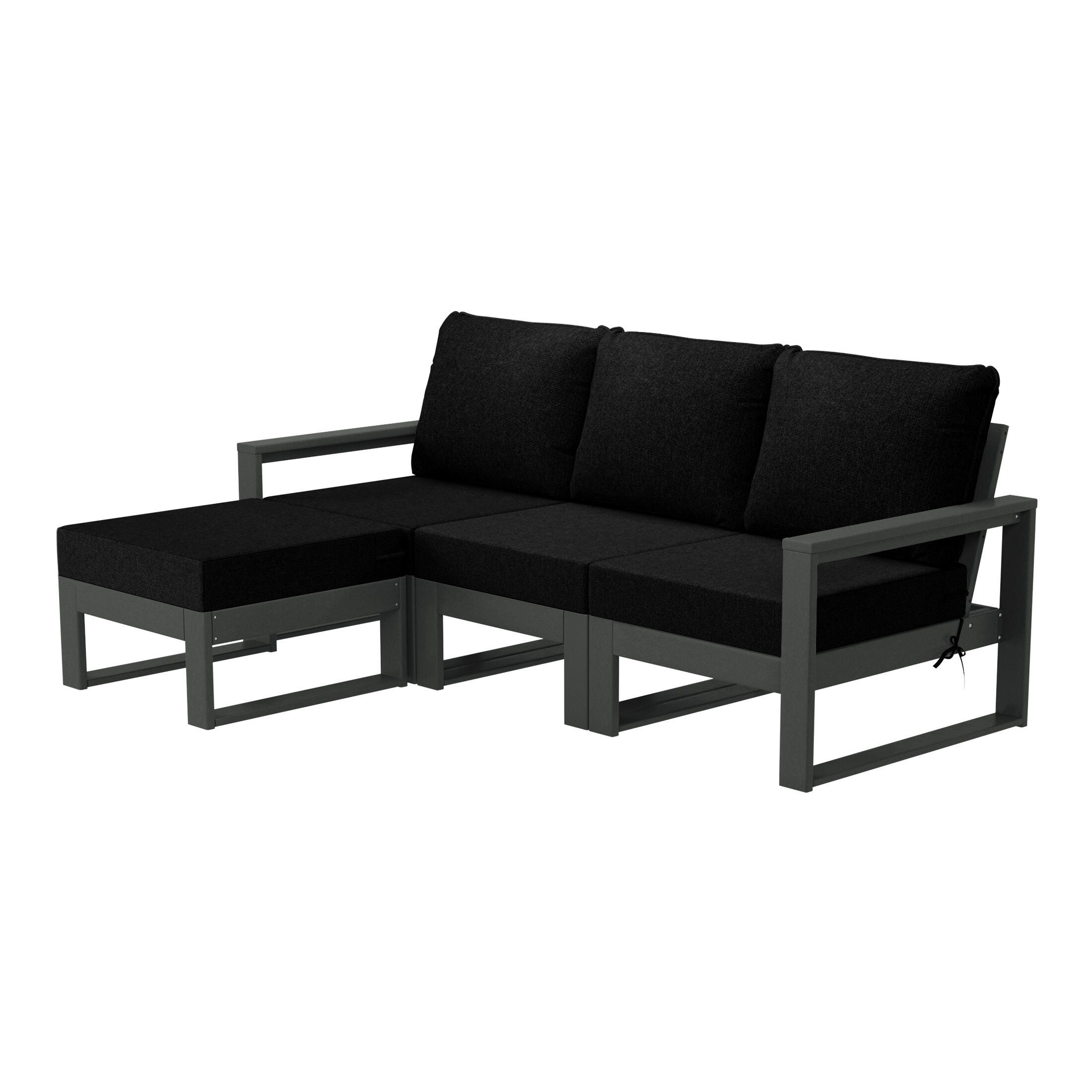 Westin Furniture Endless 4-Piece Outdoor Sectional Set, Black, large
