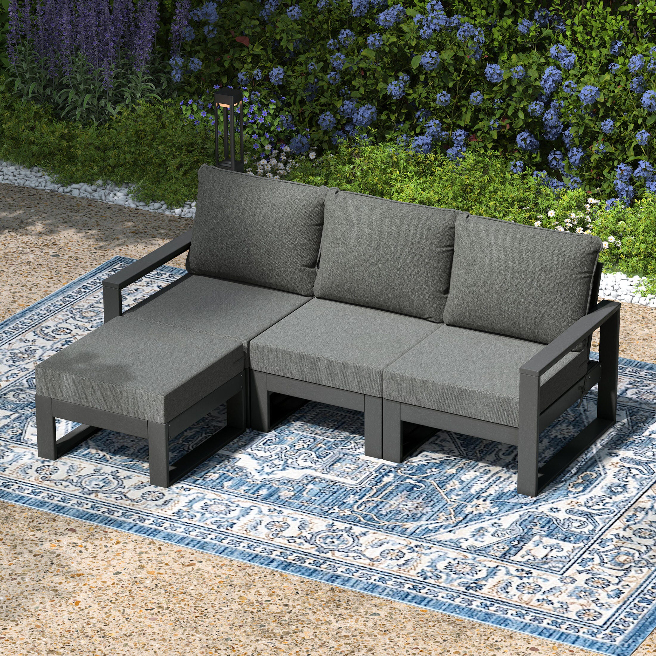 Westin Furniture Endless 4-Piece Outdoor Sectional Set, Dark Gray, large