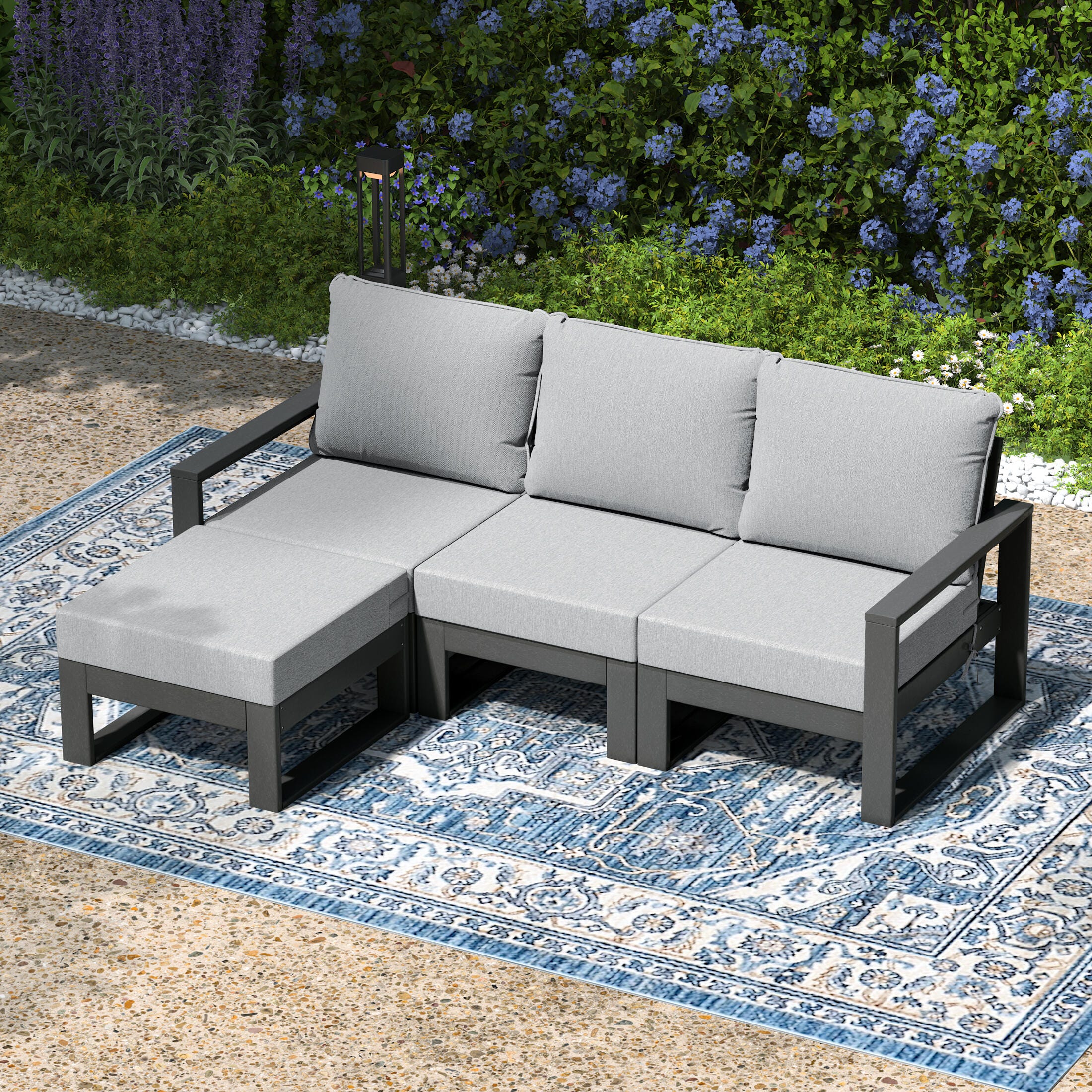 Westin Furniture Endless 4-Piece Outdoor Sectional Set, Gray, large