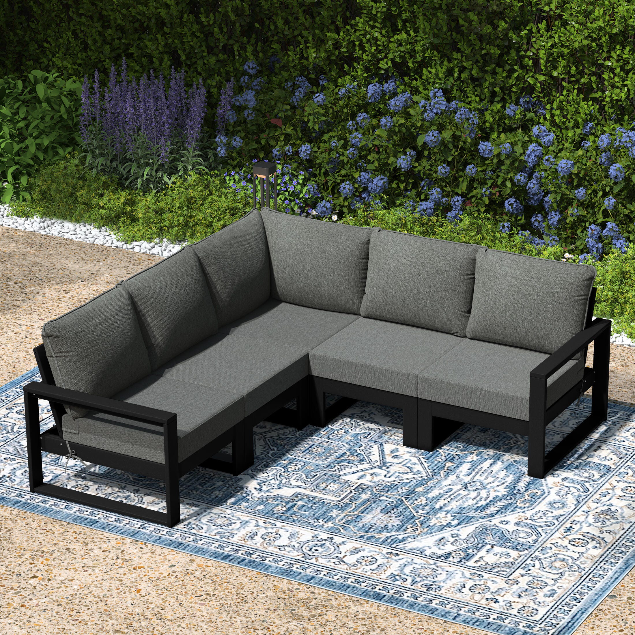 Westin Furniture Endless 5-Piece Outdoor Sectional Sofa, Ash Gray, large